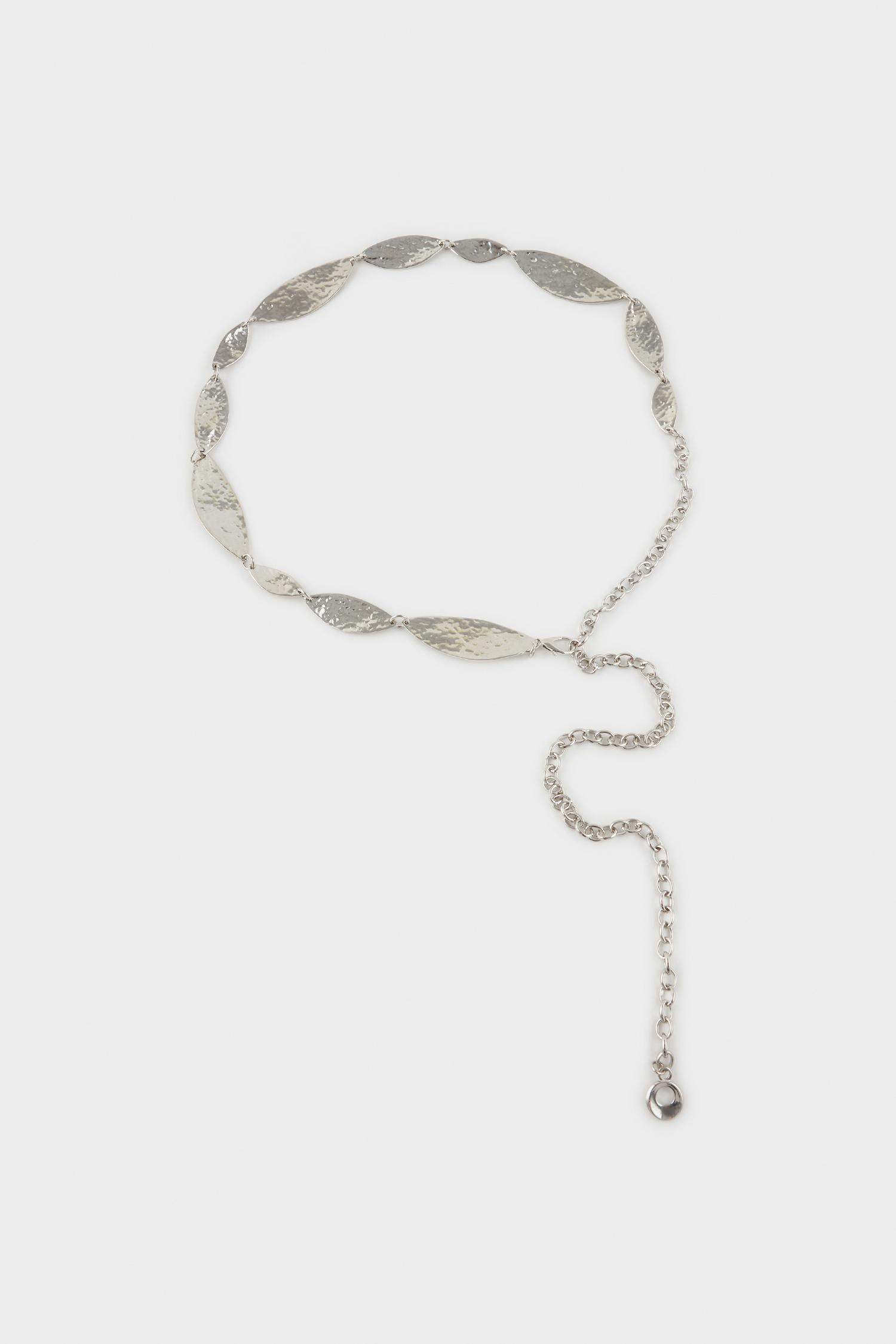 Kadın Silver Parlak Desenli Metal Zincir Kemer