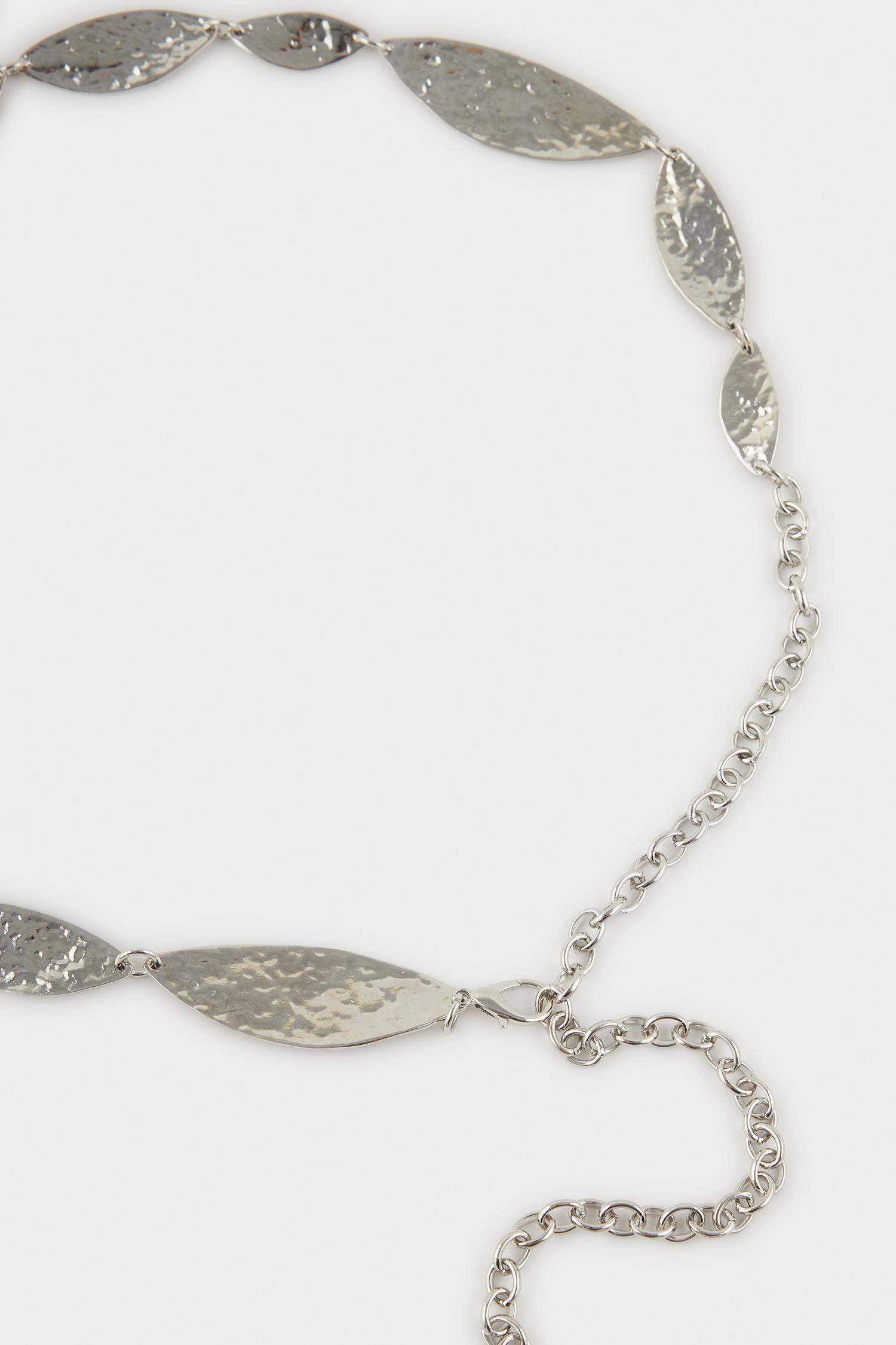 Kadın Silver Parlak Desenli Metal Zincir Kemer