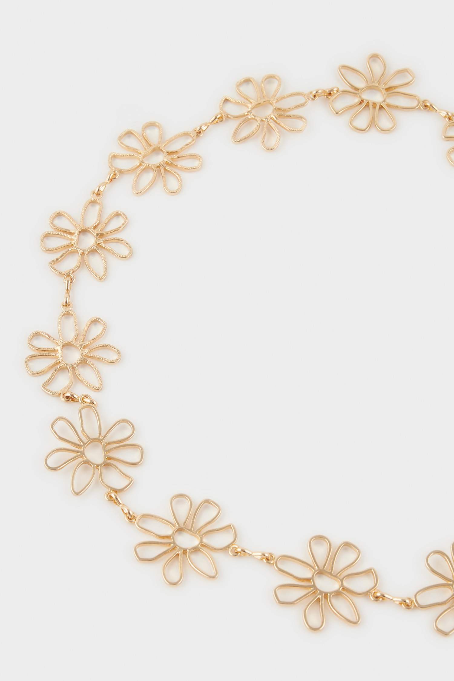 Kadın Gold Çiçek Temalı Metal Zincir Kemer
