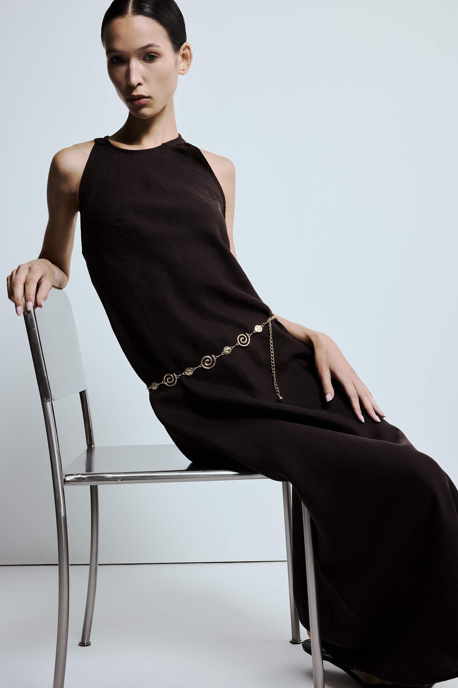 Kadın Gold Sarmal Temalı Metal Zincir Kemer