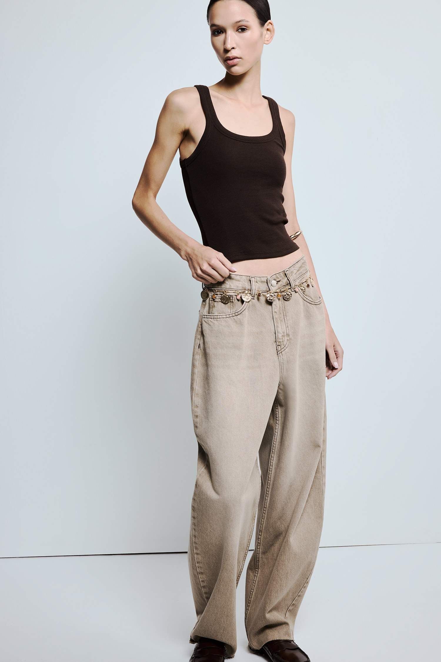 Kadın Gold Sallantılı Metal Zincir Kemer