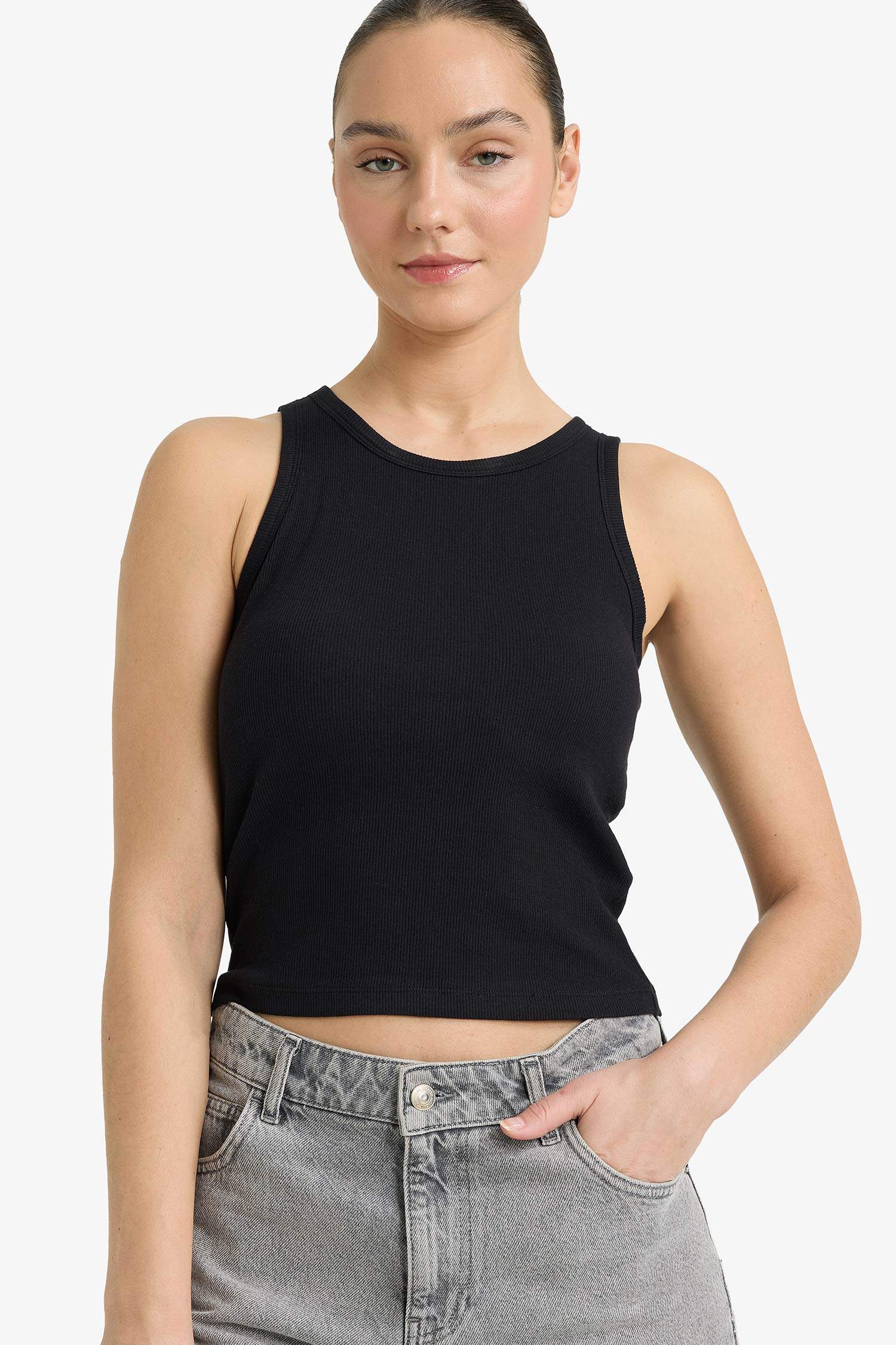 Майка кашкорсе Slim Fit с круглым вырезом