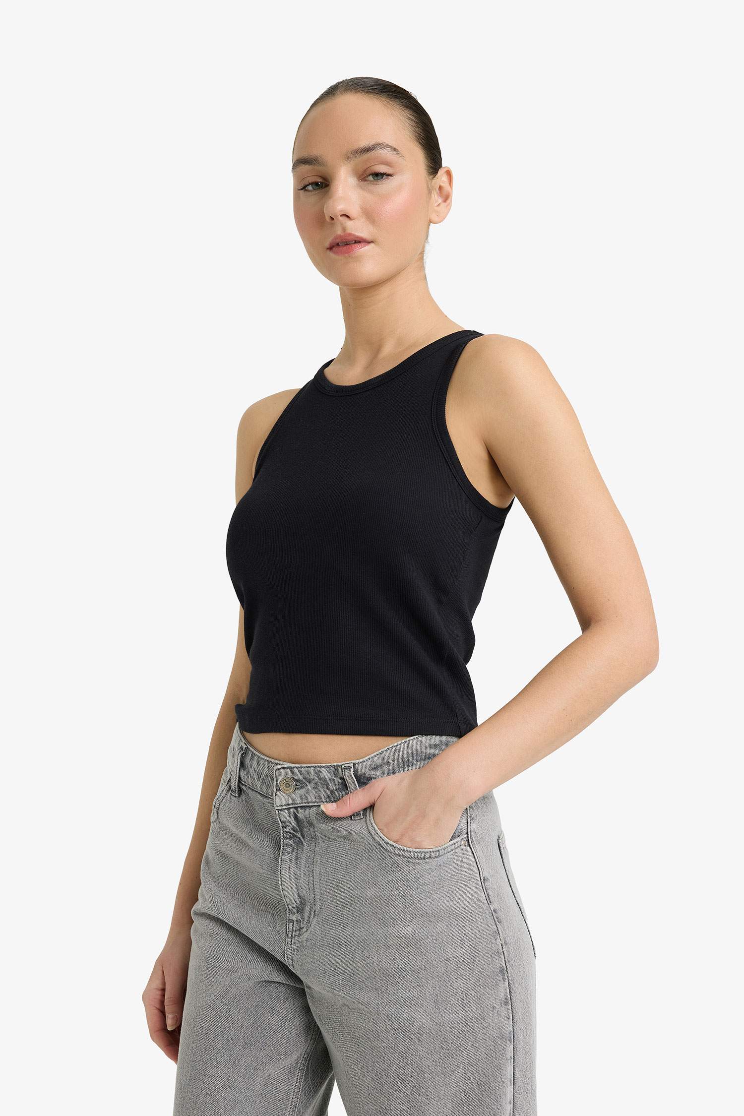 Майка кашкорсе Slim Fit с круглым вырезом