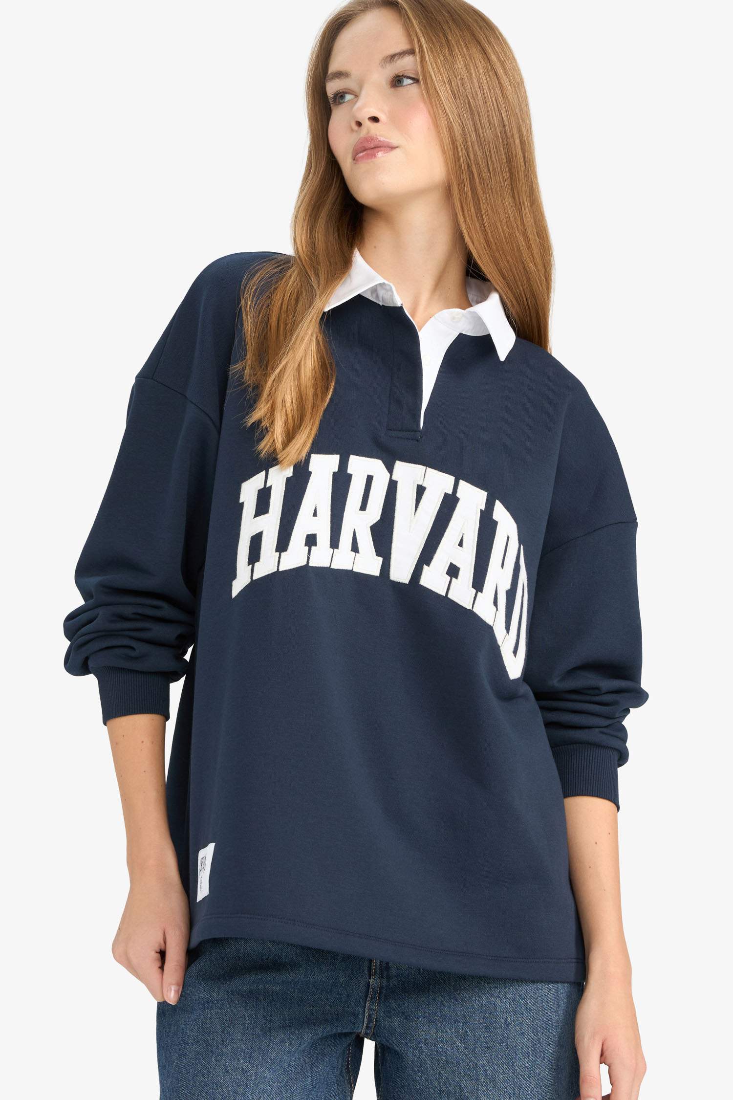 Oversize Fit Harvard University Licensed Long Sleeve Sweatshirt