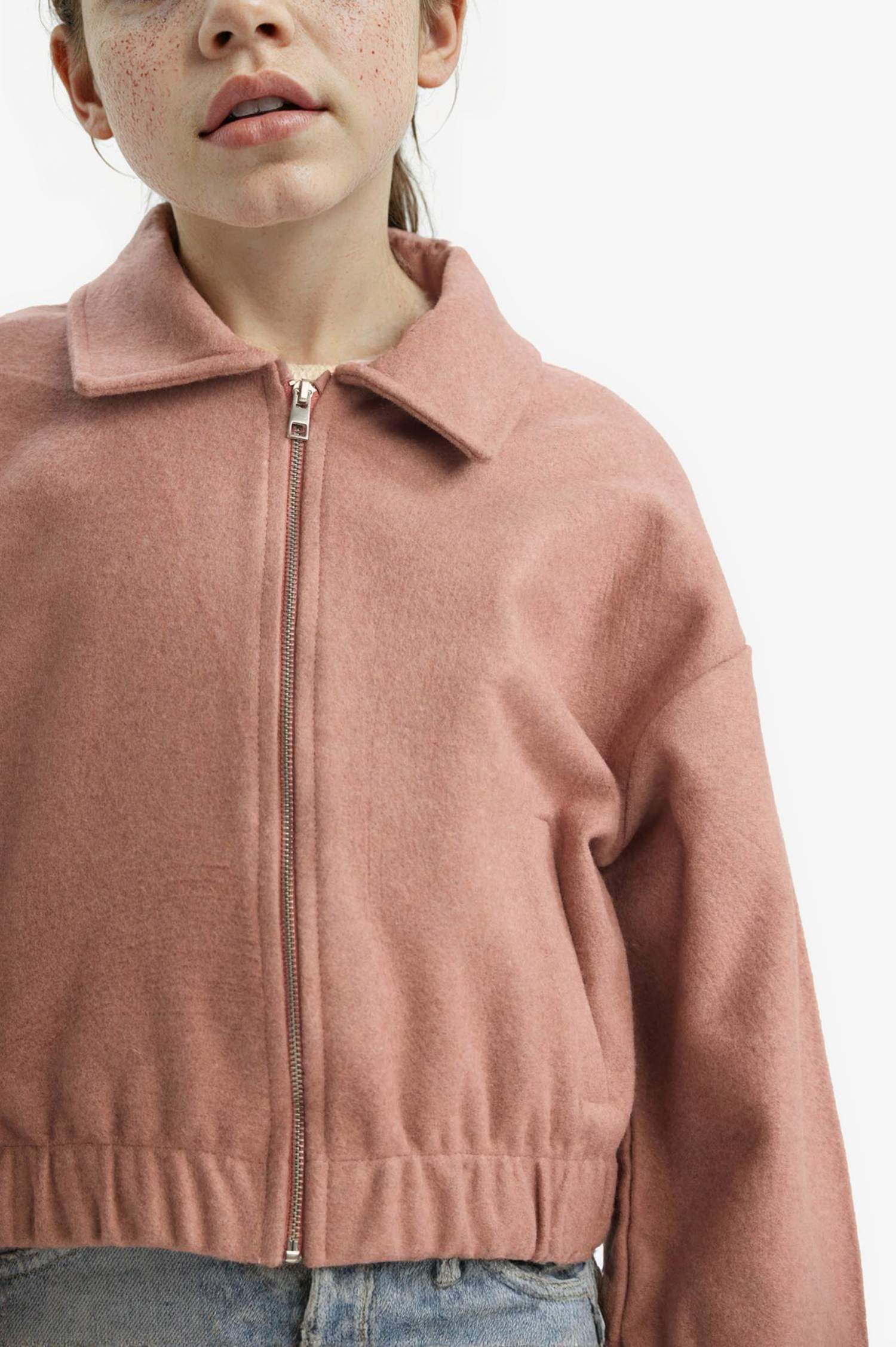 Veste en laine zippée à col polo pour fille