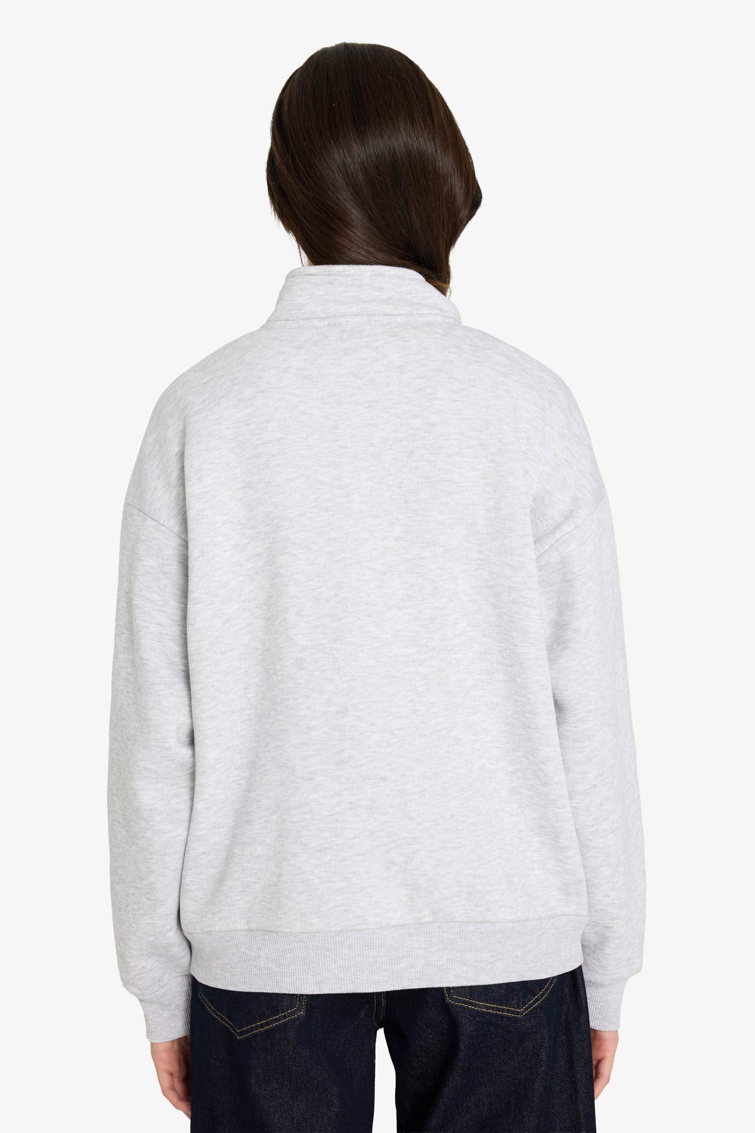 Oversize Geniş Kalıp Yarım Fermuarlı Baskılı Sweatshirt