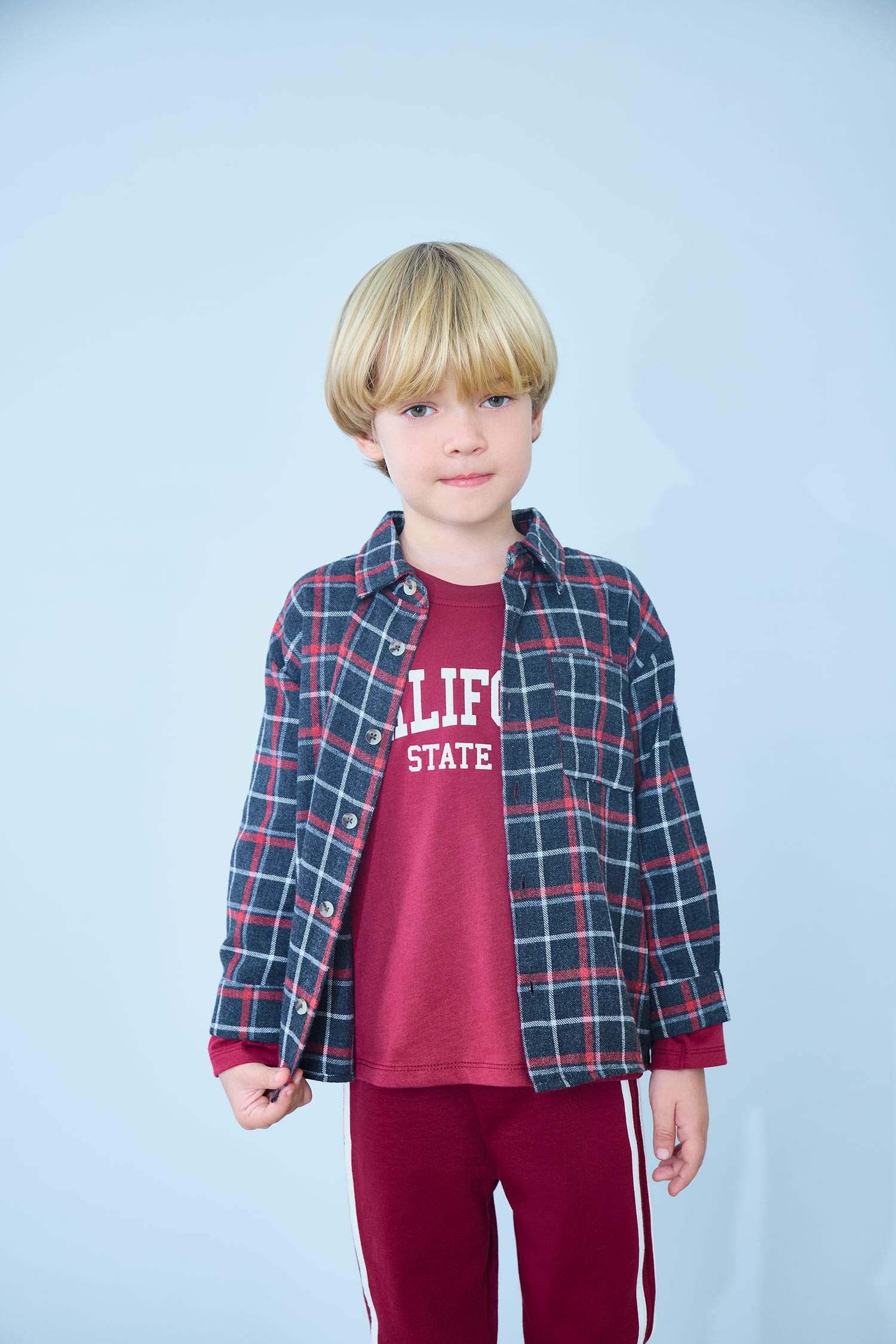 Erkek Bebek Ekose Desenli Flanel Uzun Kollu Gömlek