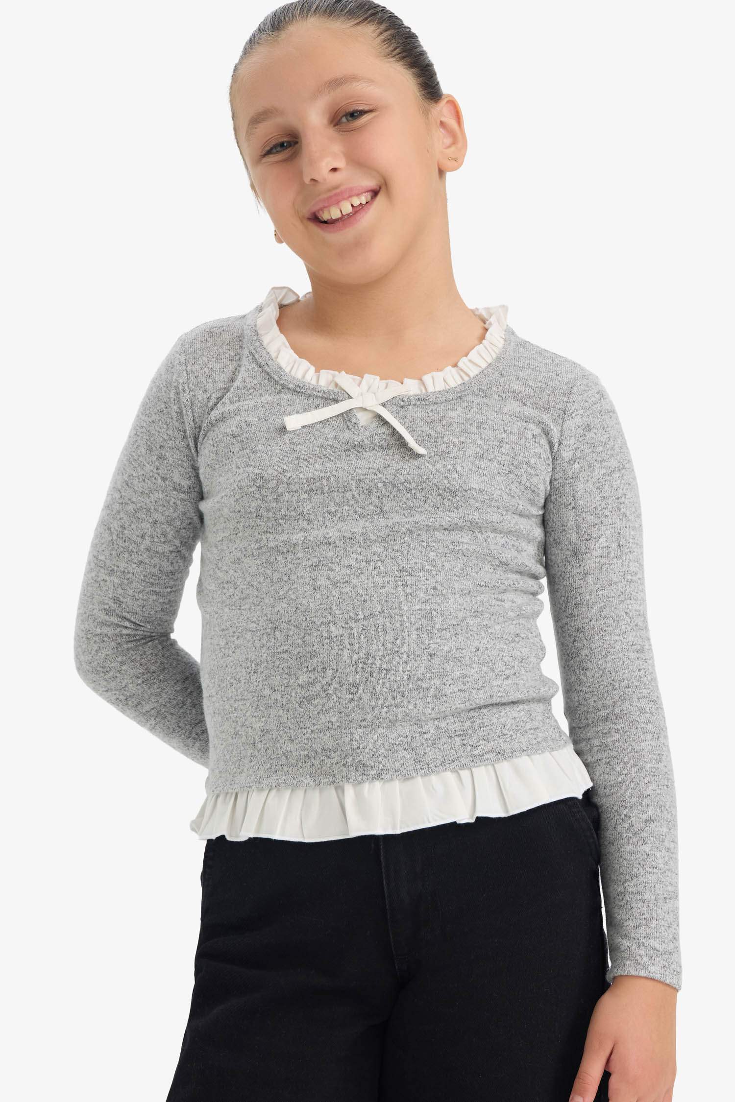 Kız Çocuk Relax Fit Uzun Kollu Tişört