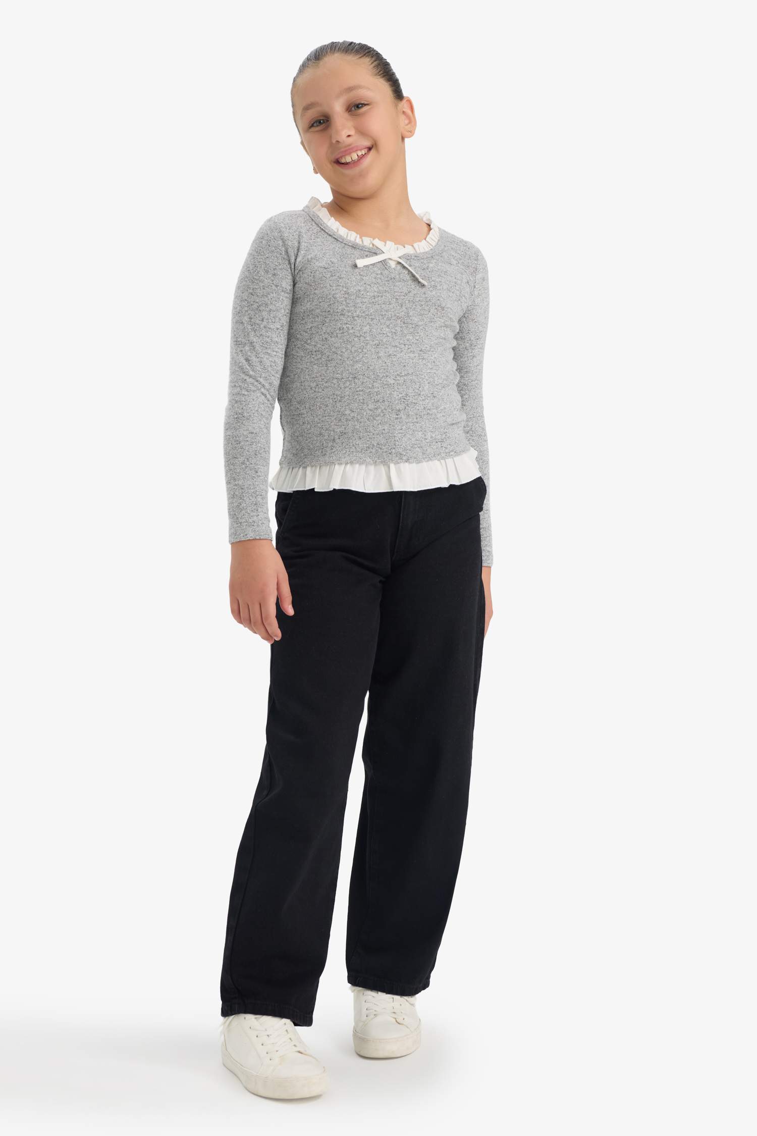 Kız Çocuk Relax Fit Uzun Kollu Tişört