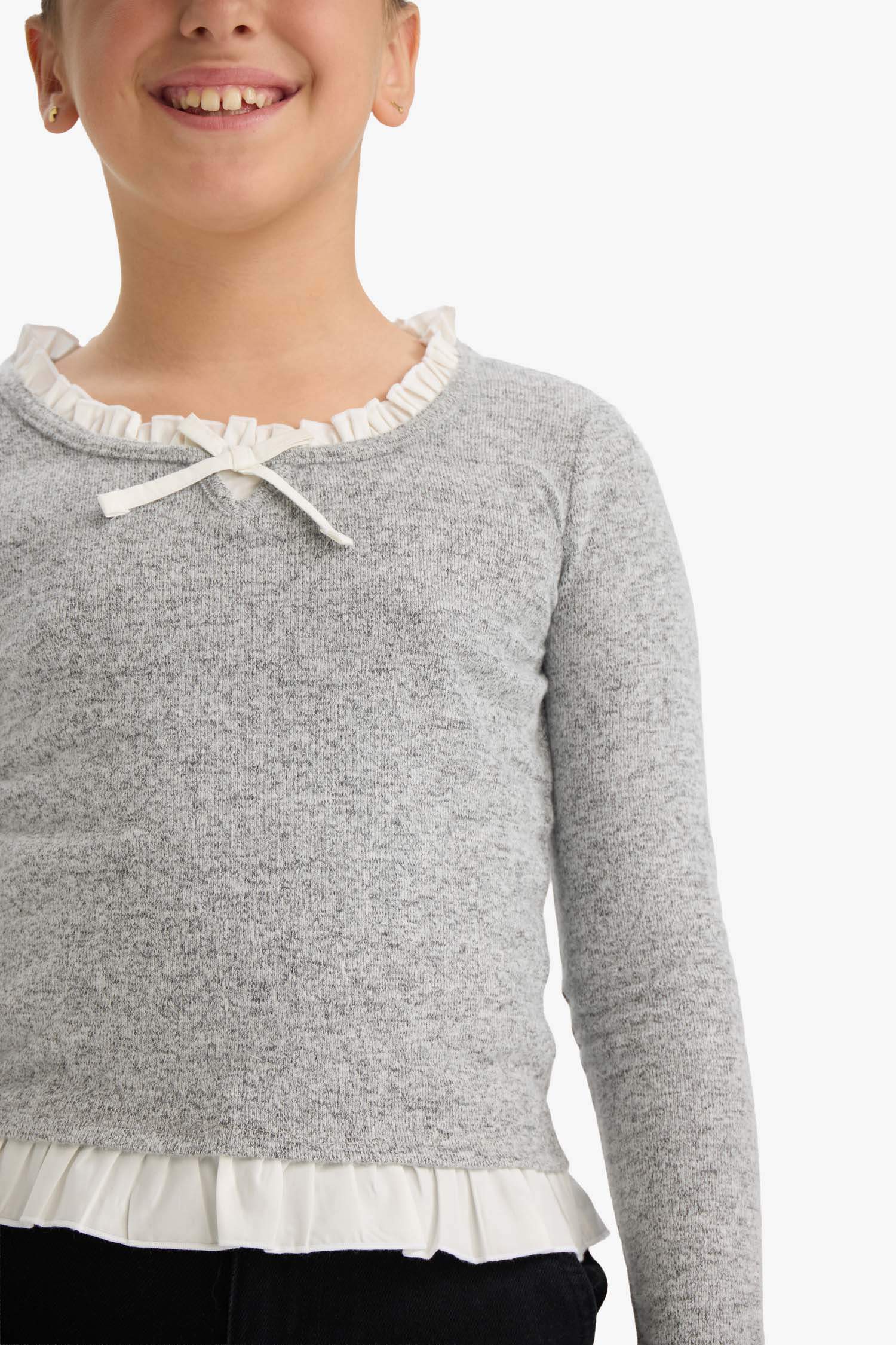 Kız Çocuk Relax Fit Uzun Kollu Tişört