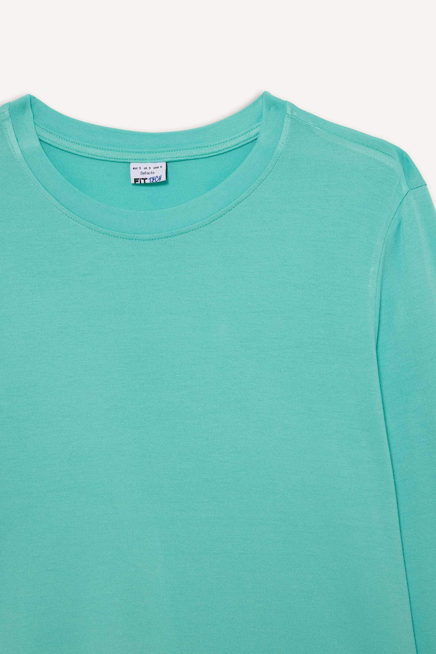 Standart Fit Bisiklet Yaka Sporcu Uzun Kollu Tişört