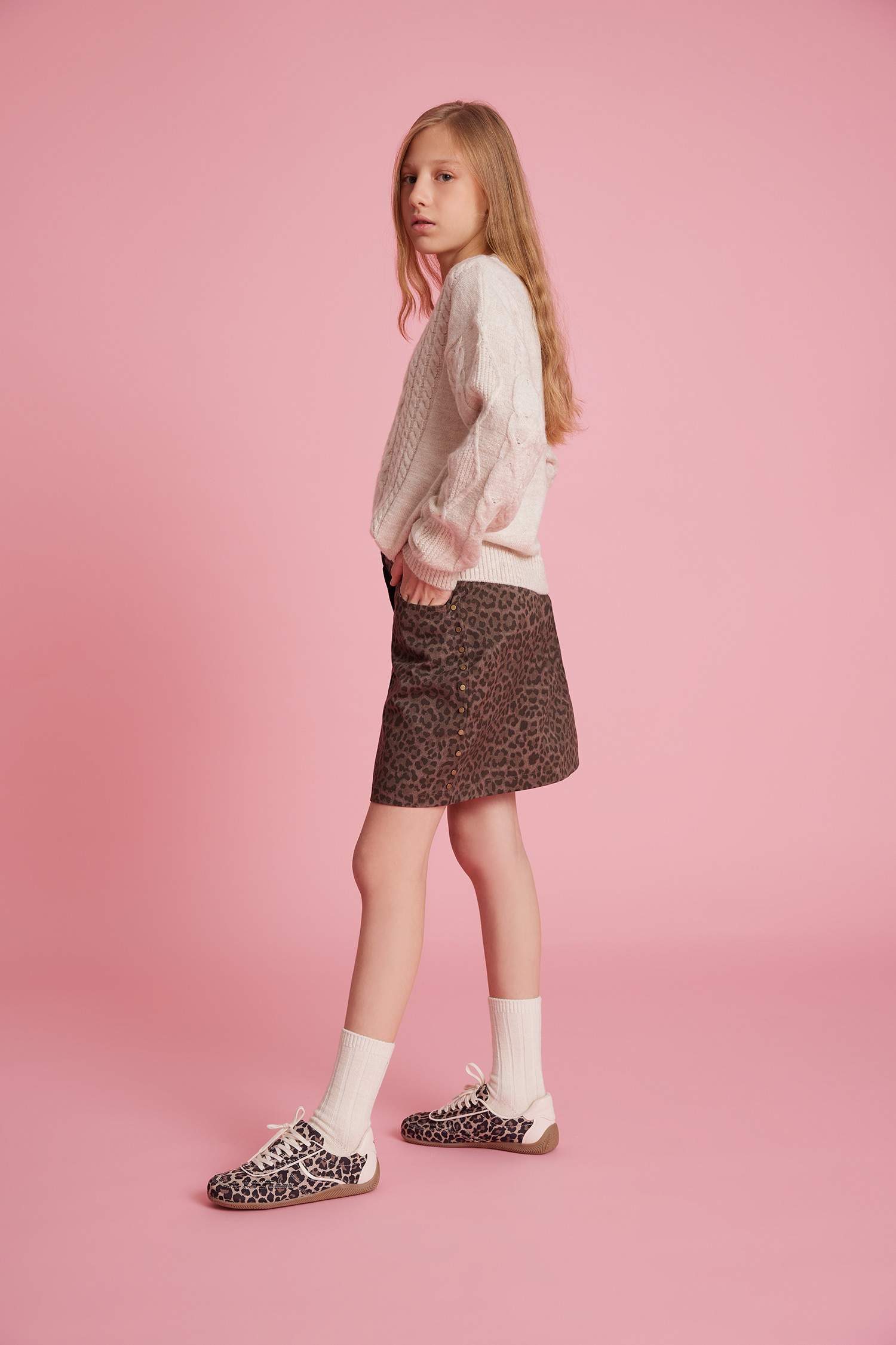 Kız Çocuk Leopar Desenli Etek