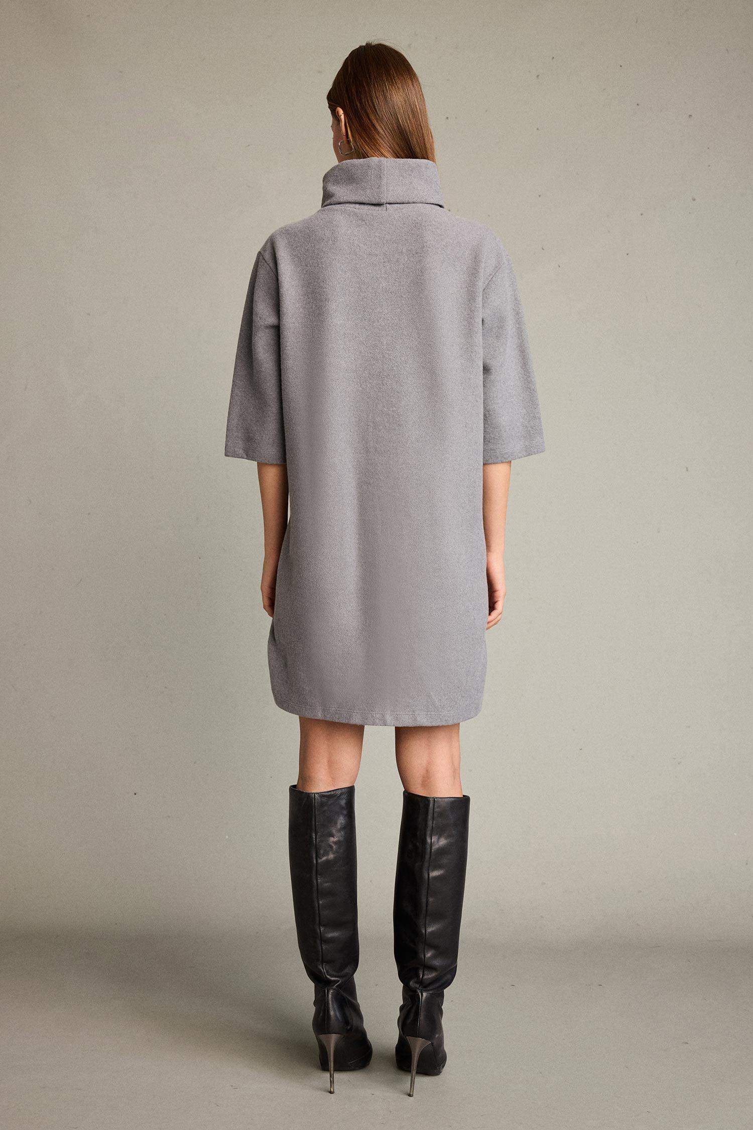 Balıkçı Yaka Yarım Kollu Mini Elbise