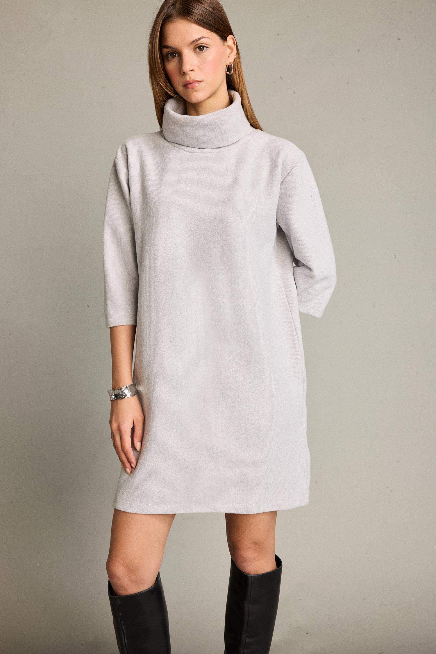 Balıkçı Yaka Yarım Kollu Mini Elbise