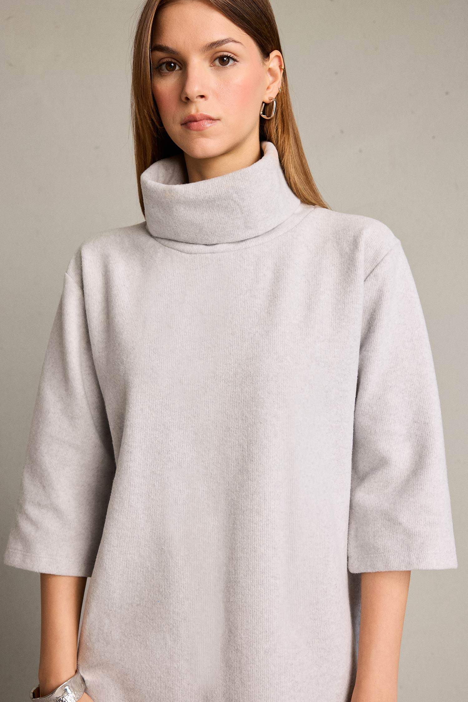 Balıkçı Yaka Yarım Kollu Mini Elbise