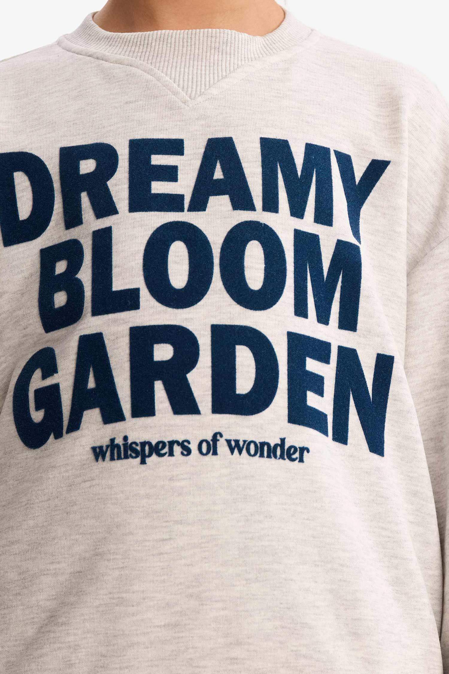 سويت شيرت بناتي قصة مريحة مطبوع