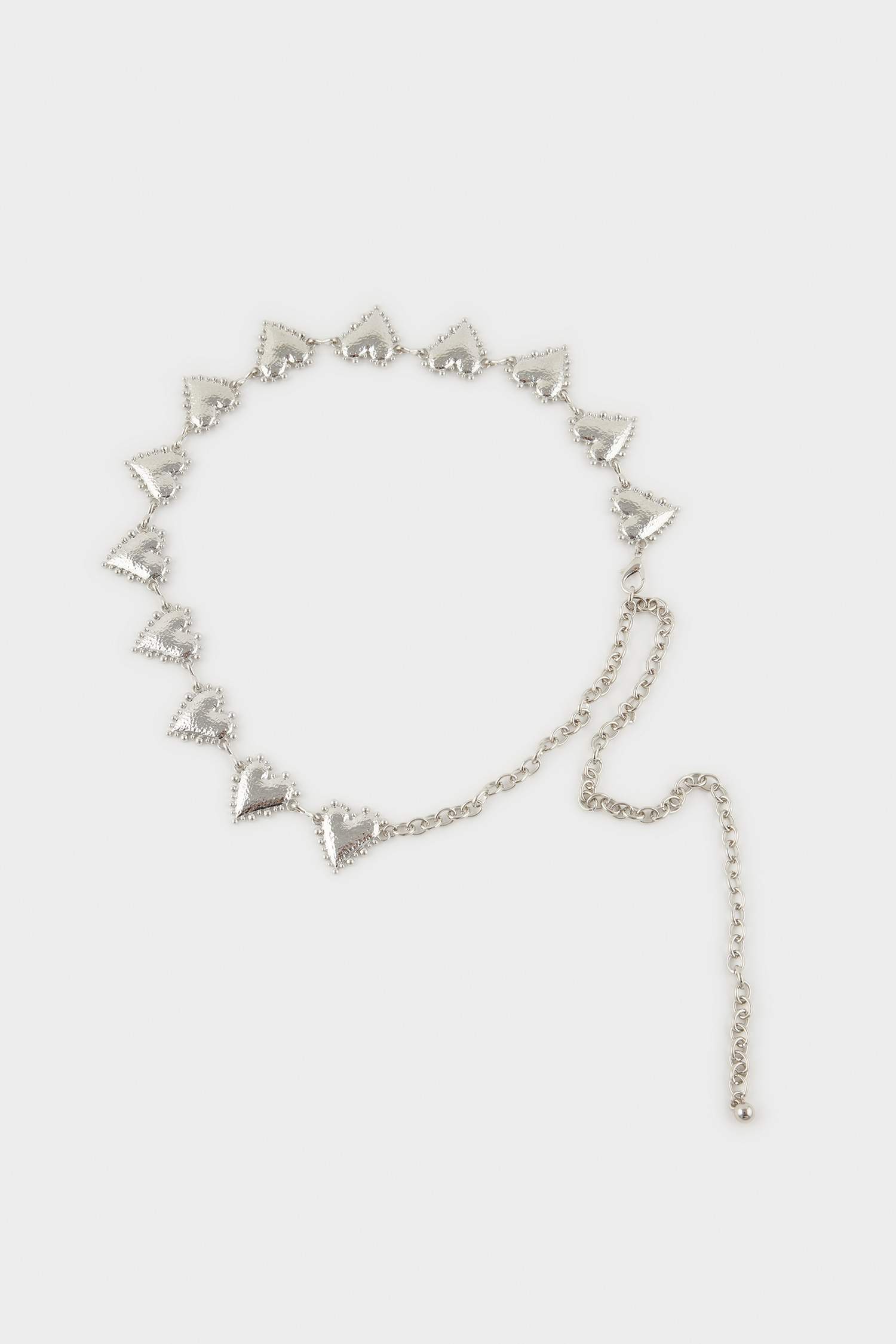 Kadın Silver Kalp Temalı Metal Zincir Kemer