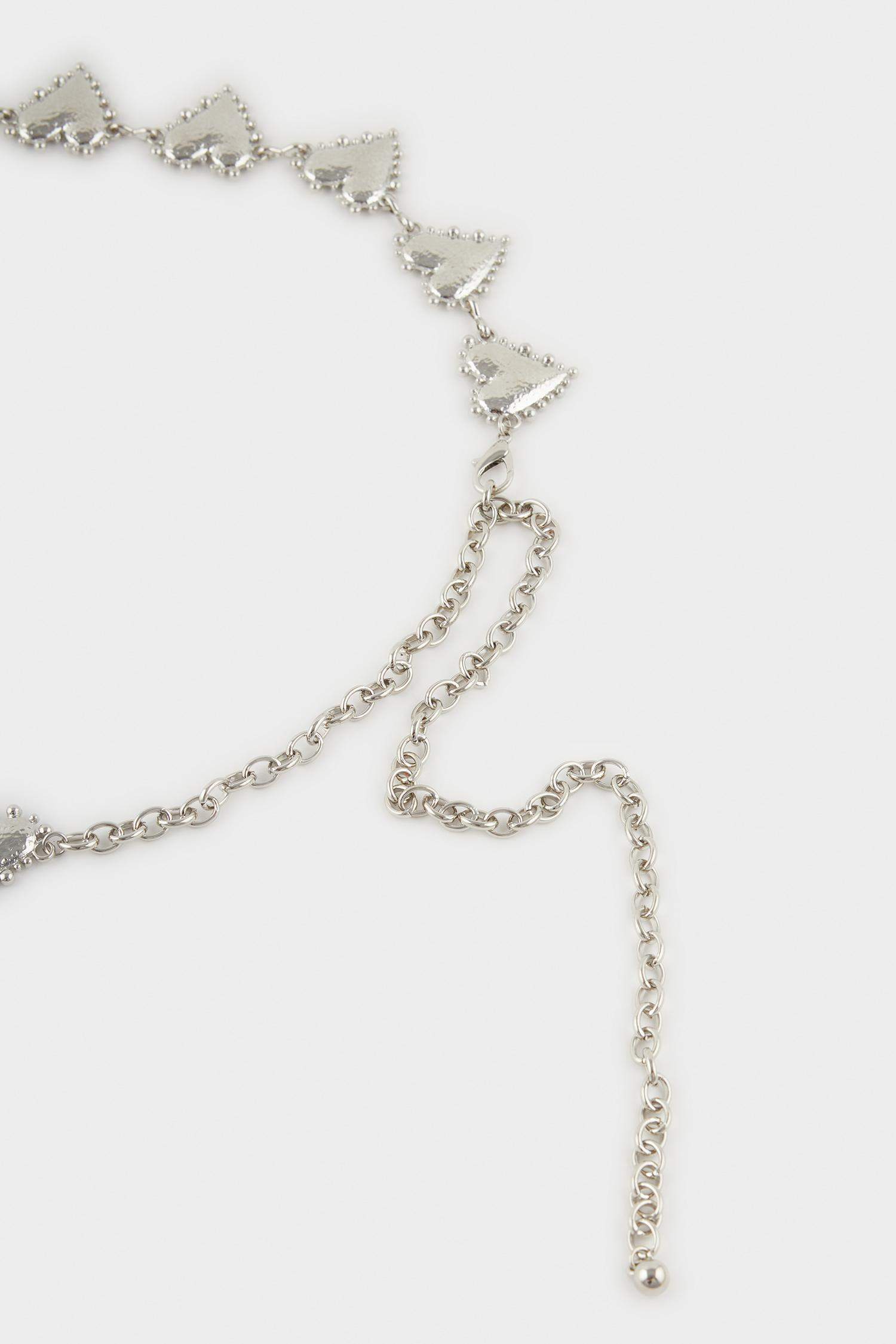 Kadın Silver Kalp Temalı Metal Zincir Kemer