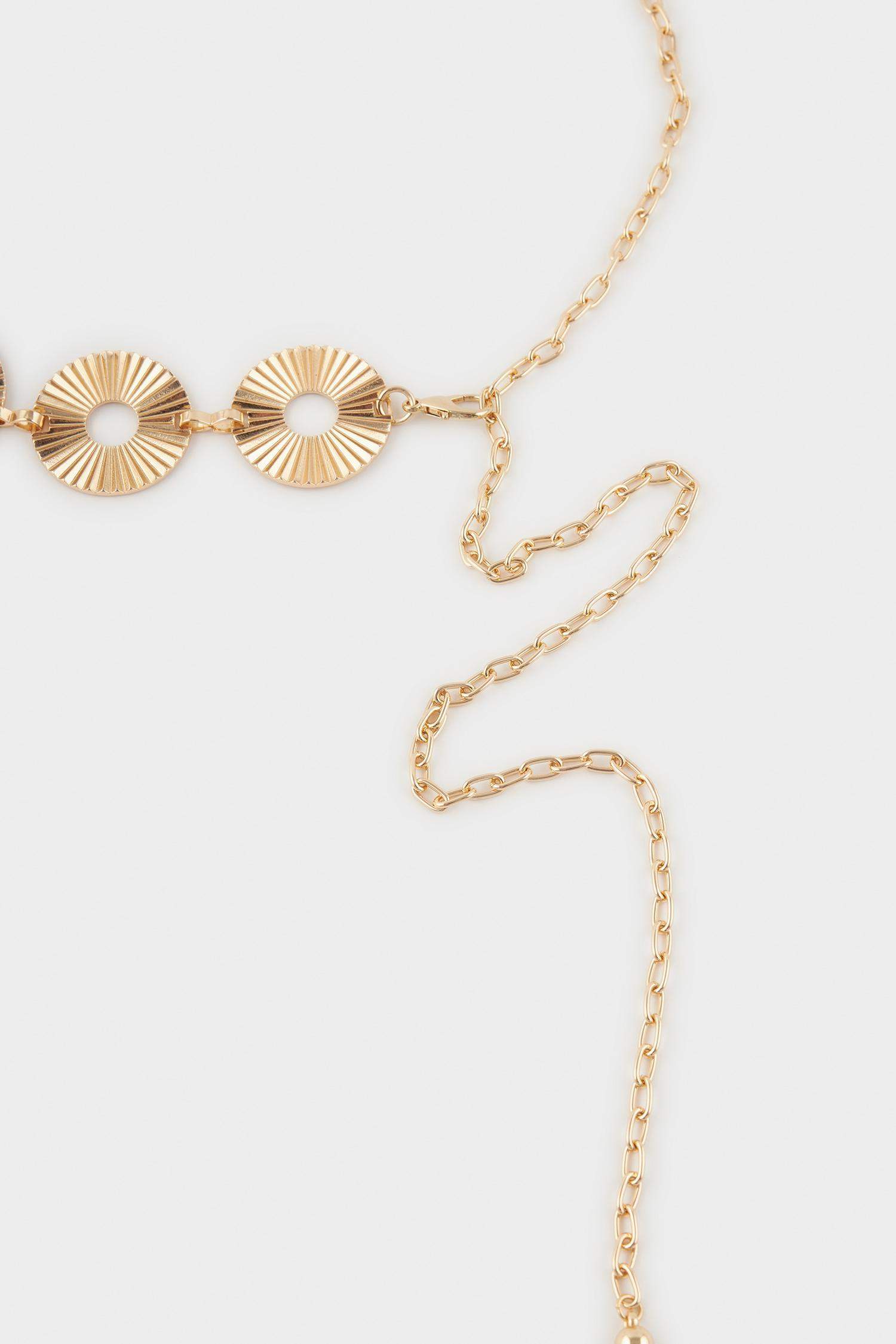 Kadın Gold Yuvarlak Desenli Metal Zincir Kemer