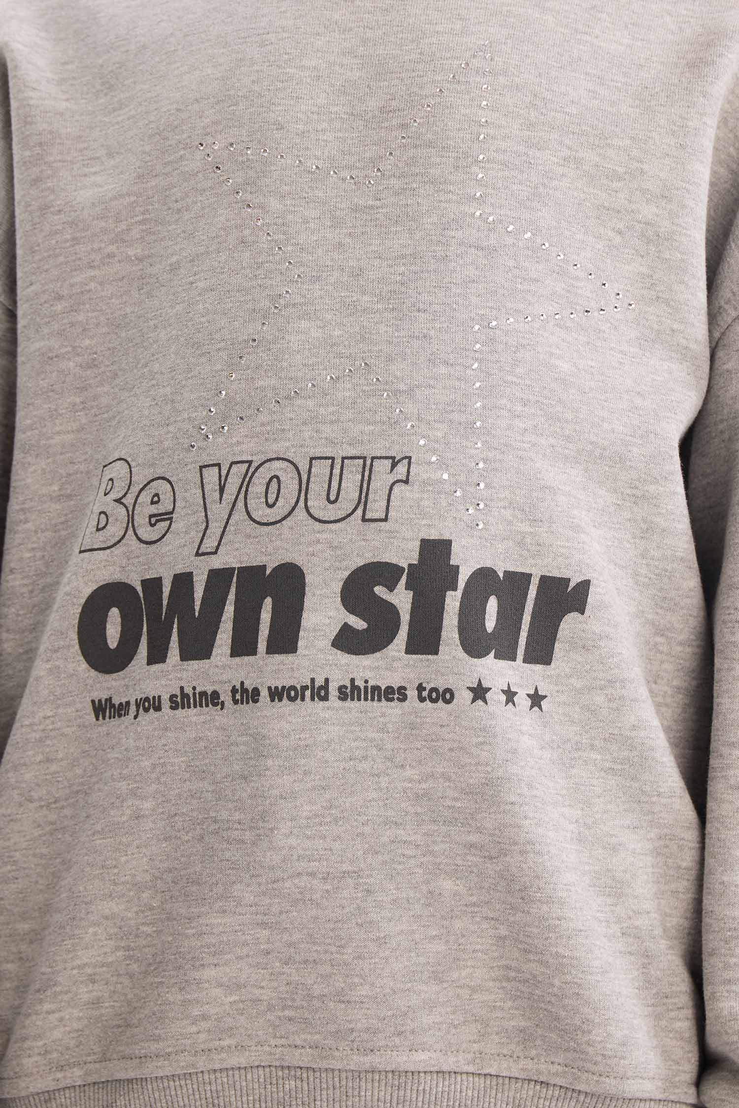 Kız Çocuk Relax Fit Bisiklet Yaka Baskılı Sweatshirt