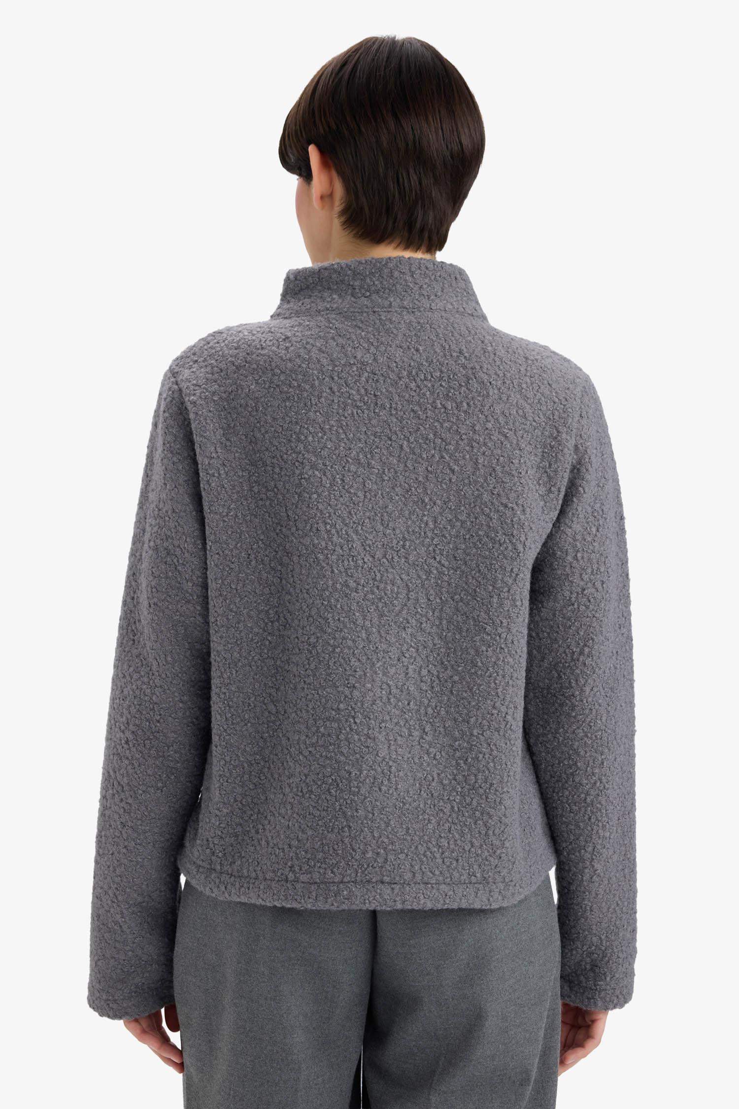 Pelüş Düğme Detaylı Fermuarlı Hırka