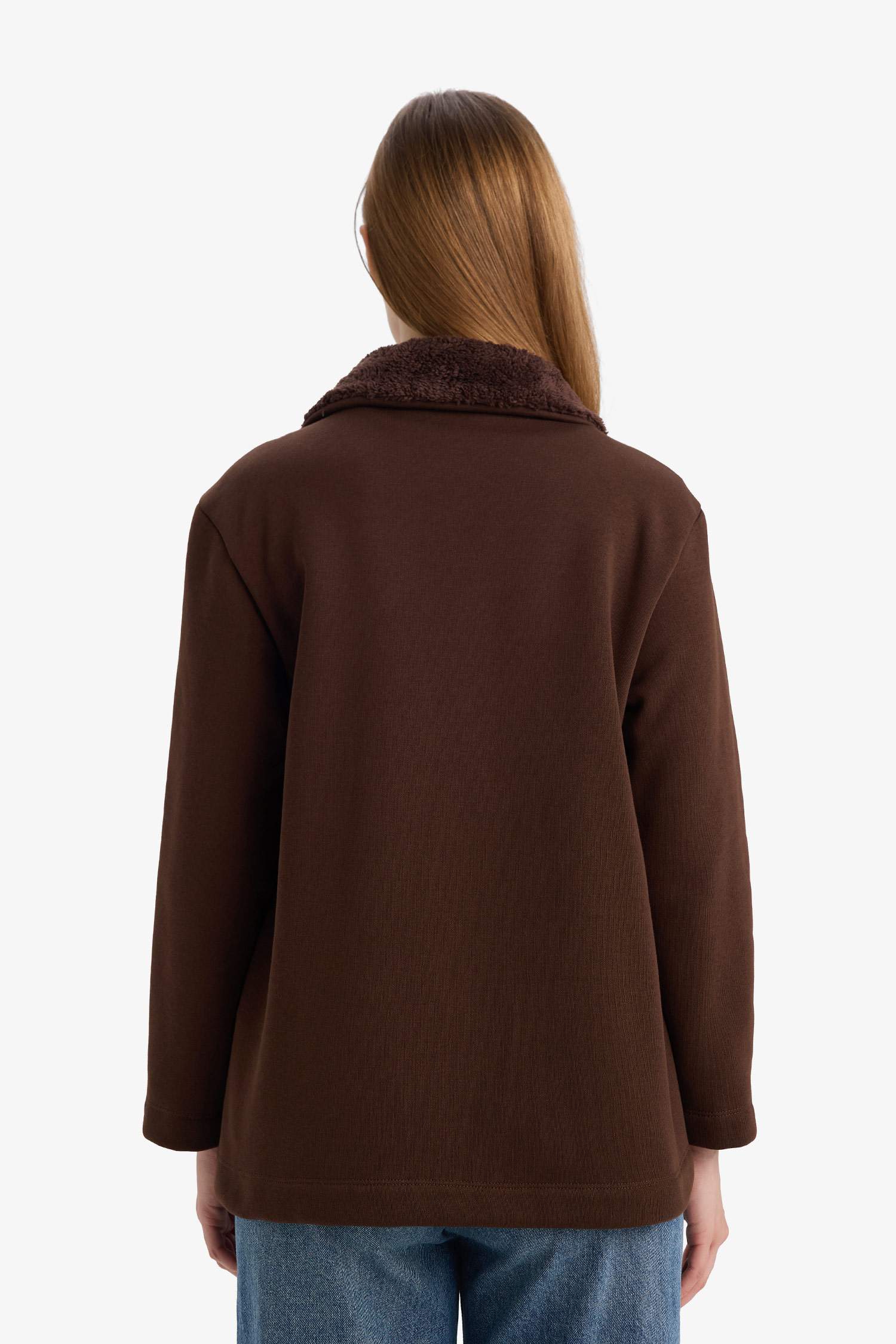 سويت شيرت قماش سميك قصة عادية ببطانة ناعمة