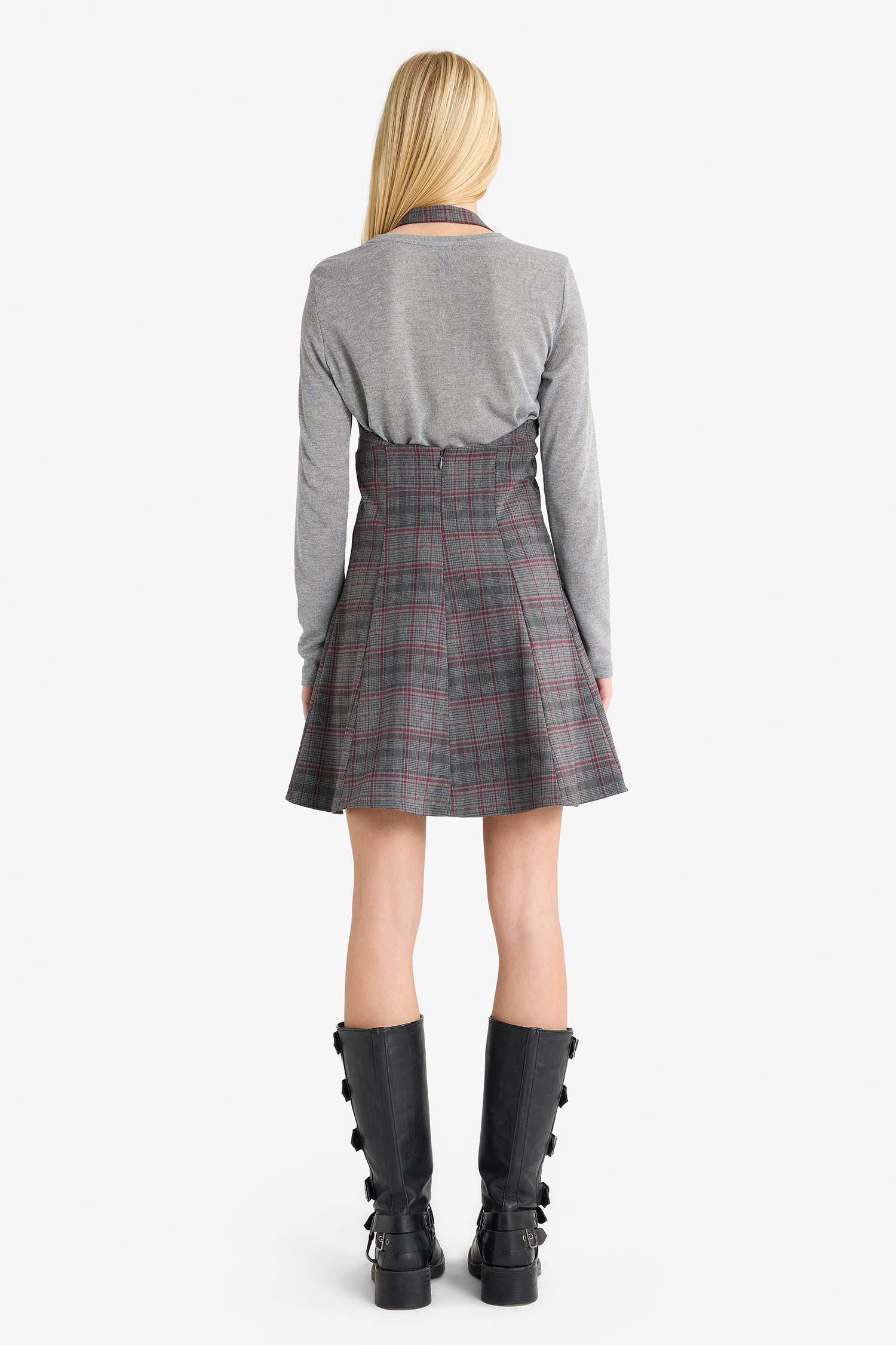 Halter Collar Plaid Mini Dress