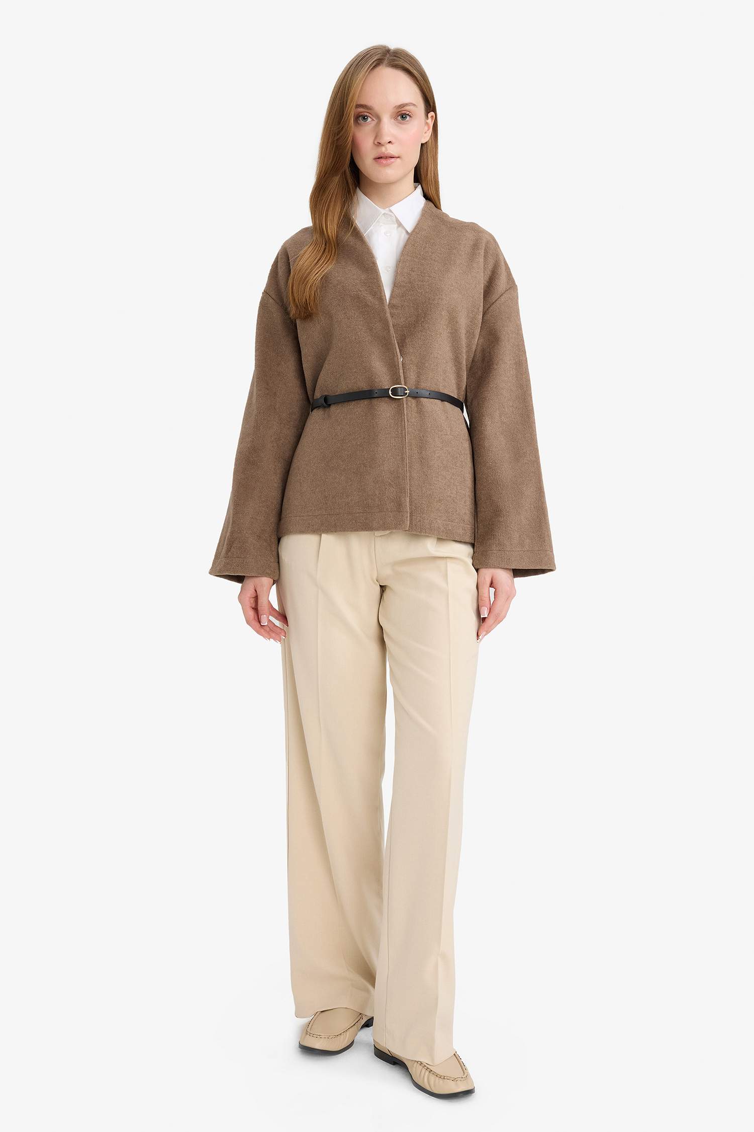 قميص ردن طويل مظهرصوفي بياخة مدورة