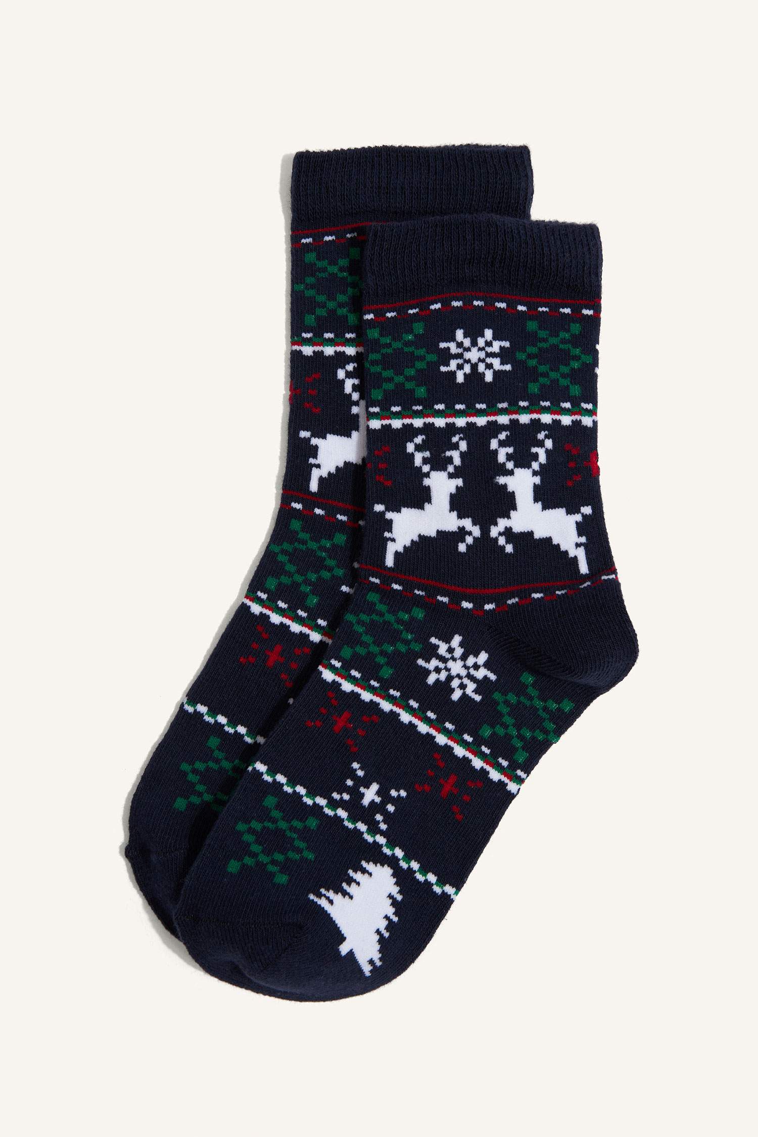 Kız Çocuk Yılbaşı Temalı 2'li Pamuklu Uzun Çorap