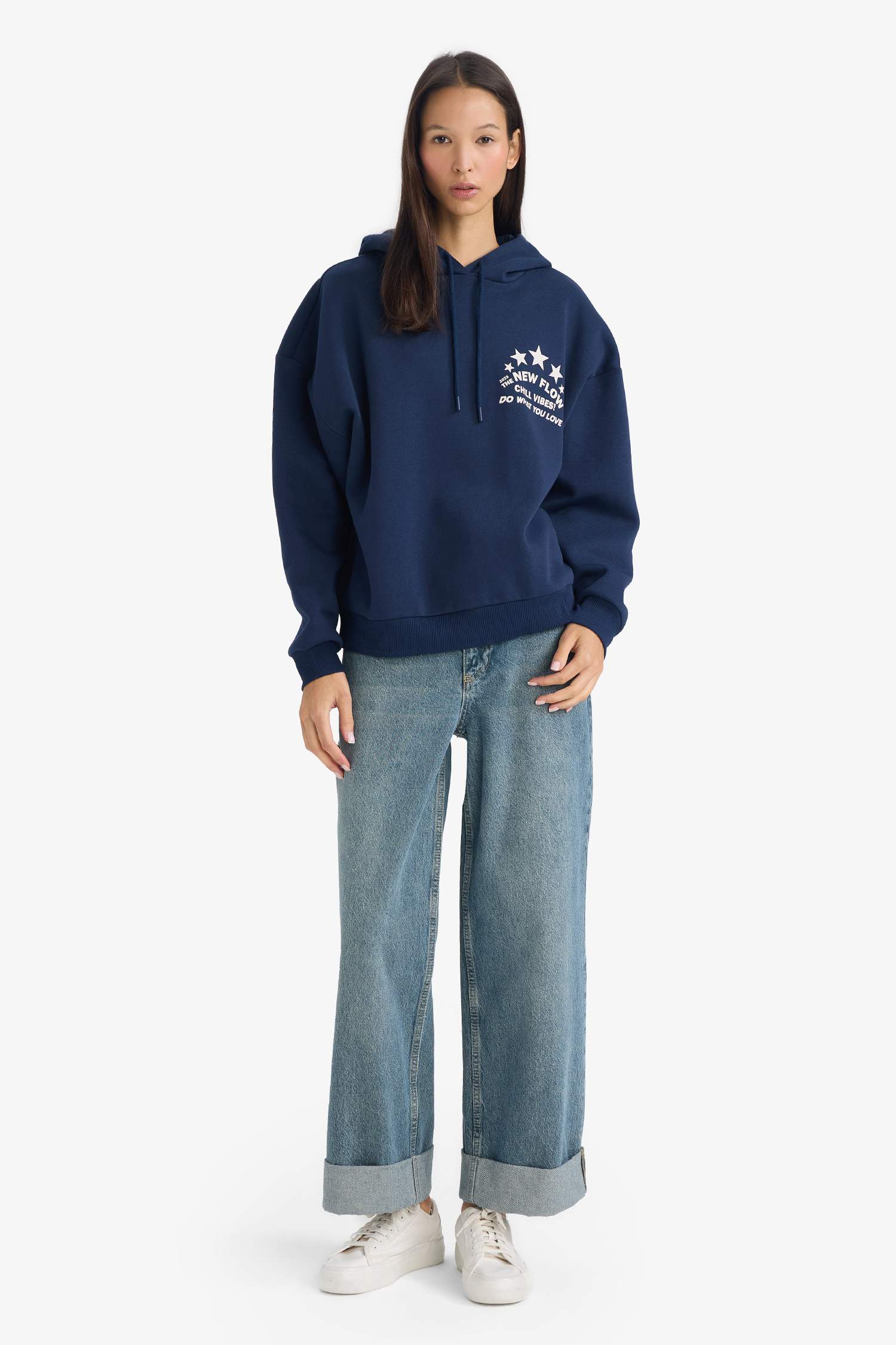 Oversize Fit Printed Long Sleeve Sweatshirt