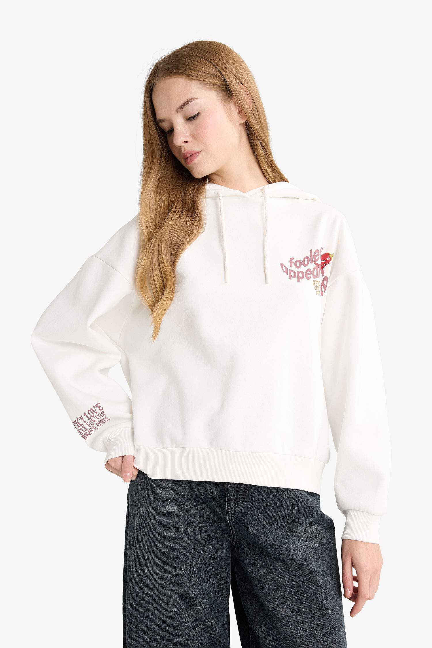 Oversize Fit Printed Long Sleeve Sweatshirt