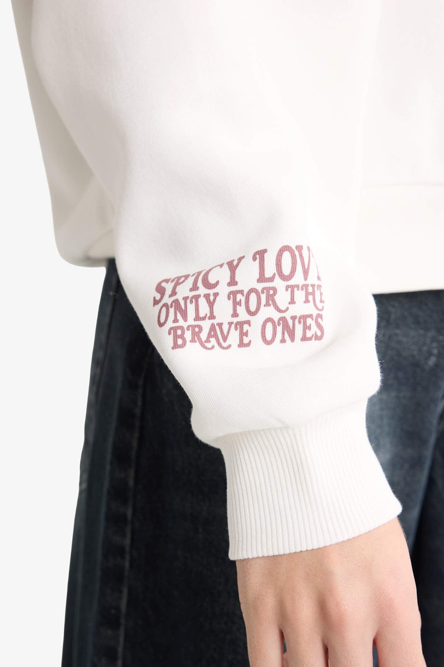 Oversize Fit Printed Long Sleeve Sweatshirt