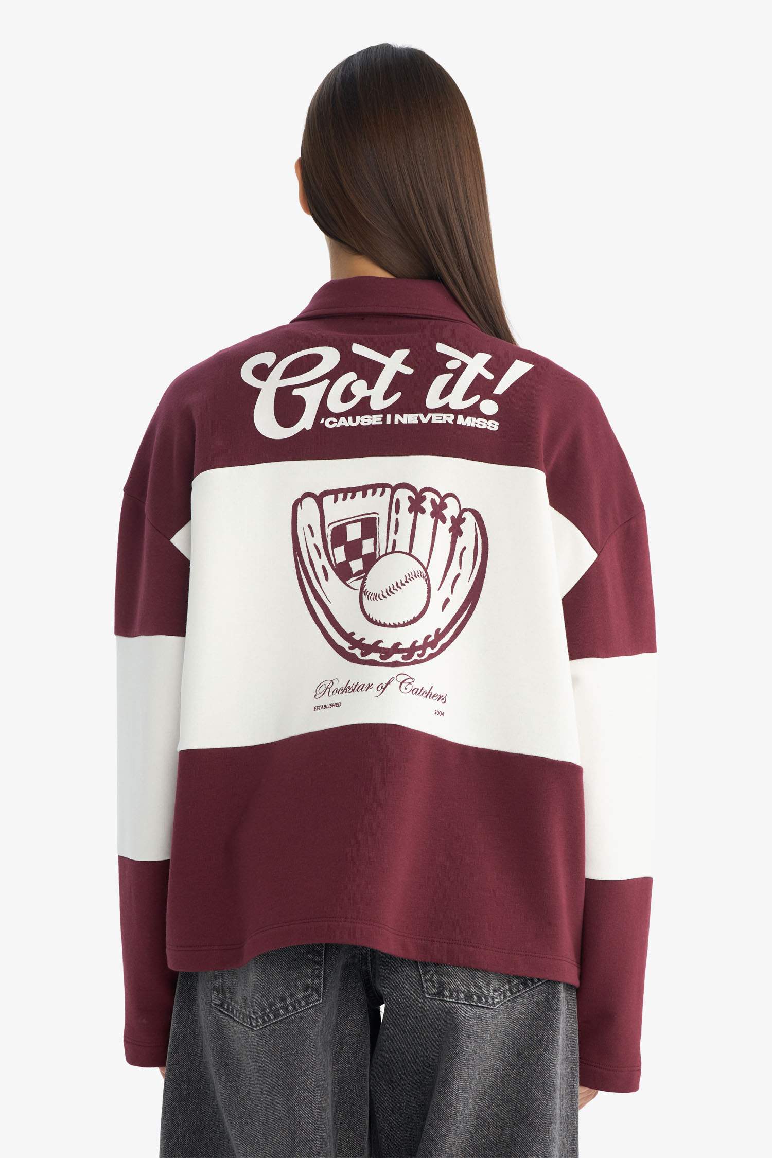 Coool Regular Fit Polo Yaka Sırt Baskılı Sweatshirt