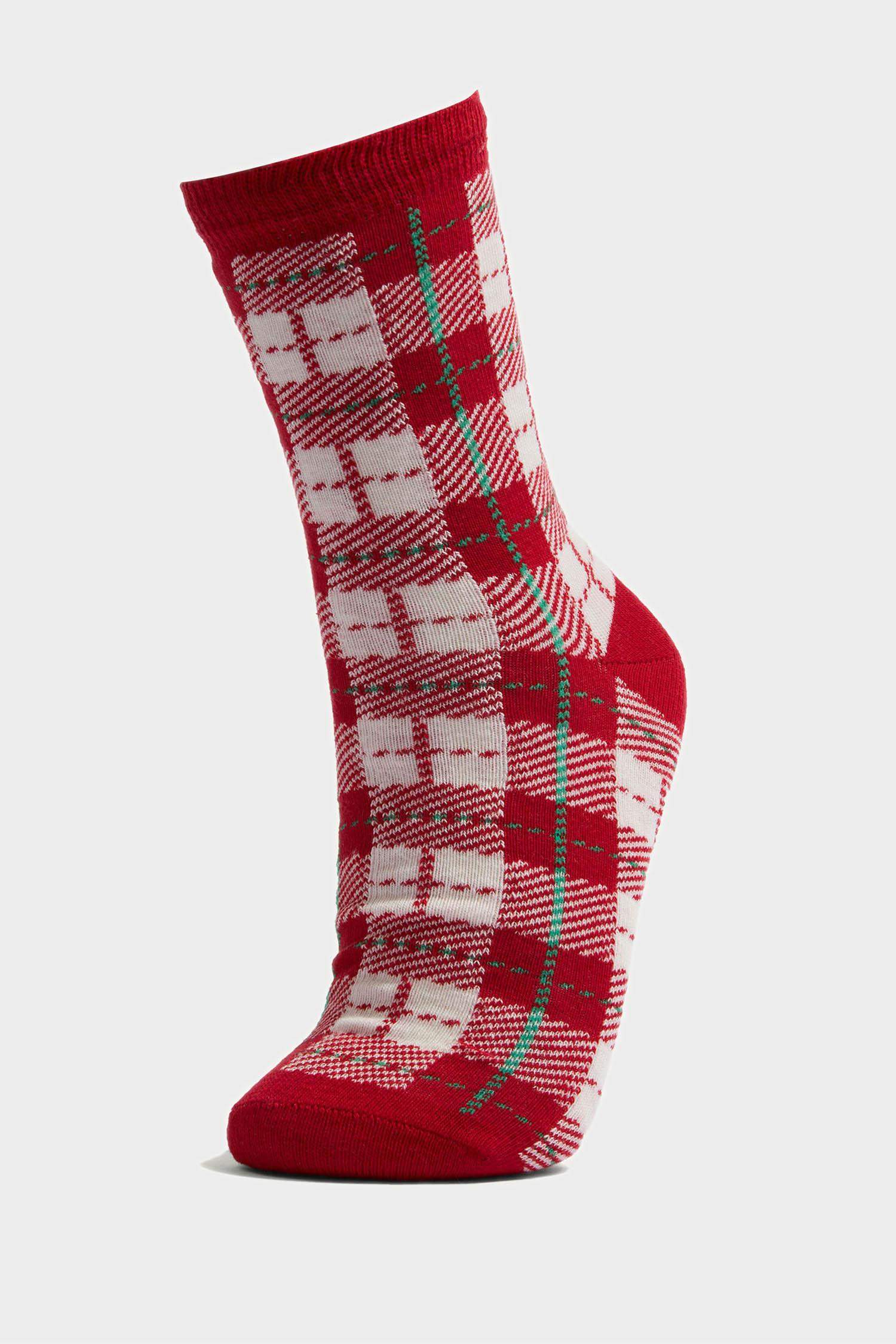 Woman Christmas Themed Printed 2 Piece Cotton Long Socks