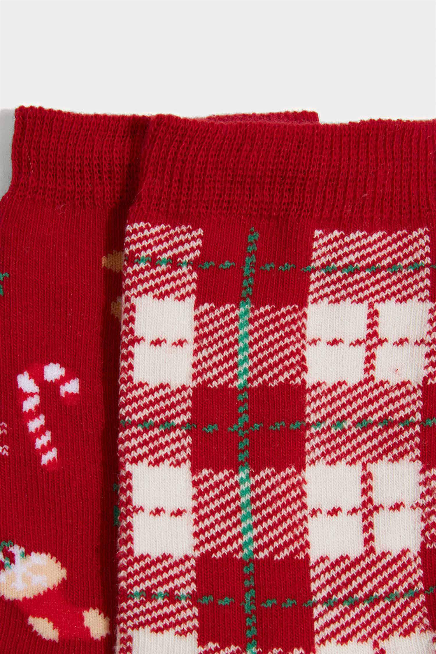 Woman Christmas Themed Printed 2 Piece Cotton Long Socks