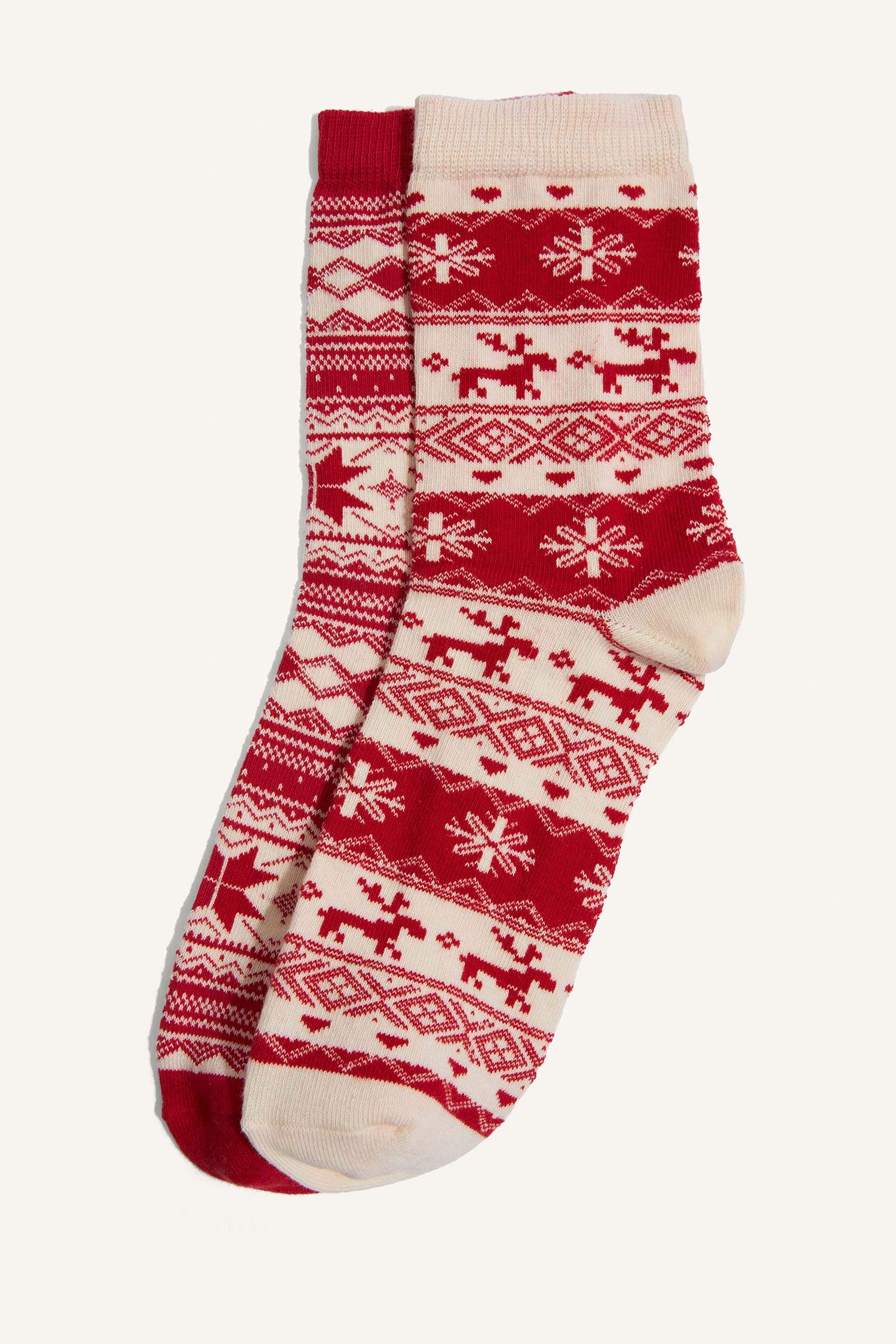 Kadın Yılbaşı Temalı 2'li Pamuklu Uzun Çorap