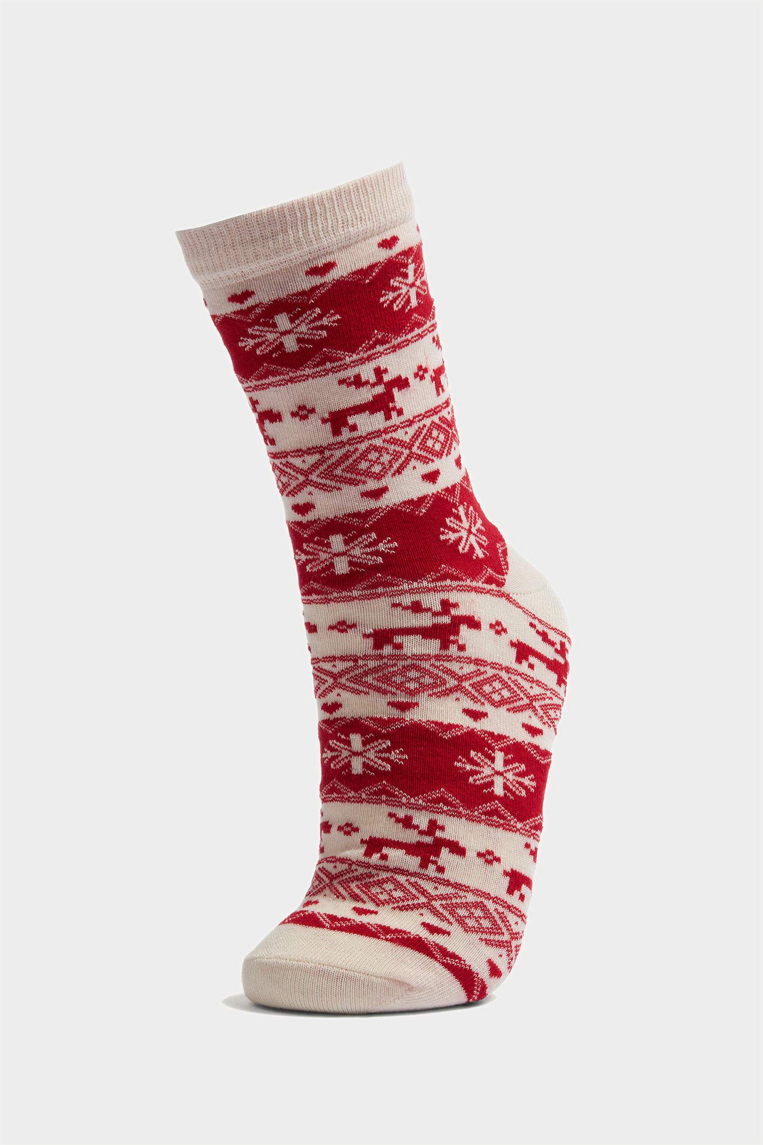 Lot de 2 Chaussettes de Noël longues en coton pour femme