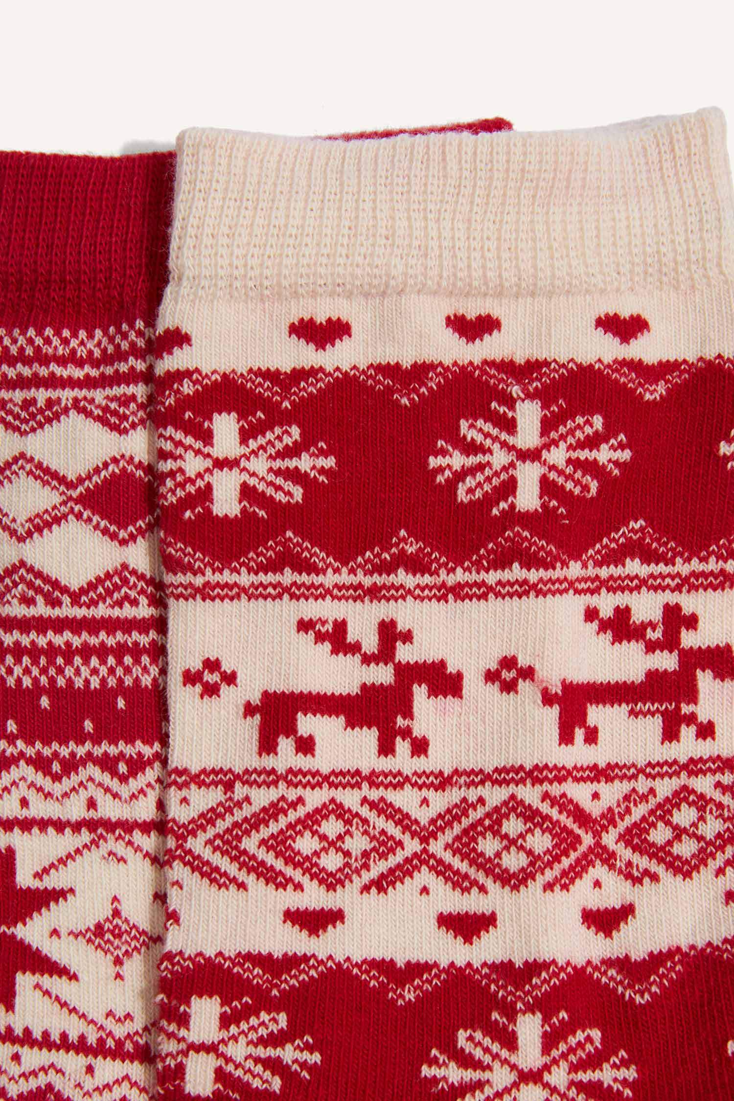 Kadın Yılbaşı Temalı 2'li Pamuklu Uzun Çorap