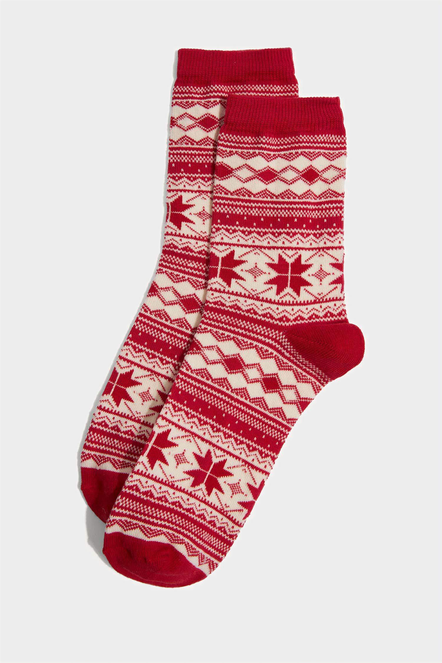Lot de 2 Chaussettes de Noël longues en coton pour femme