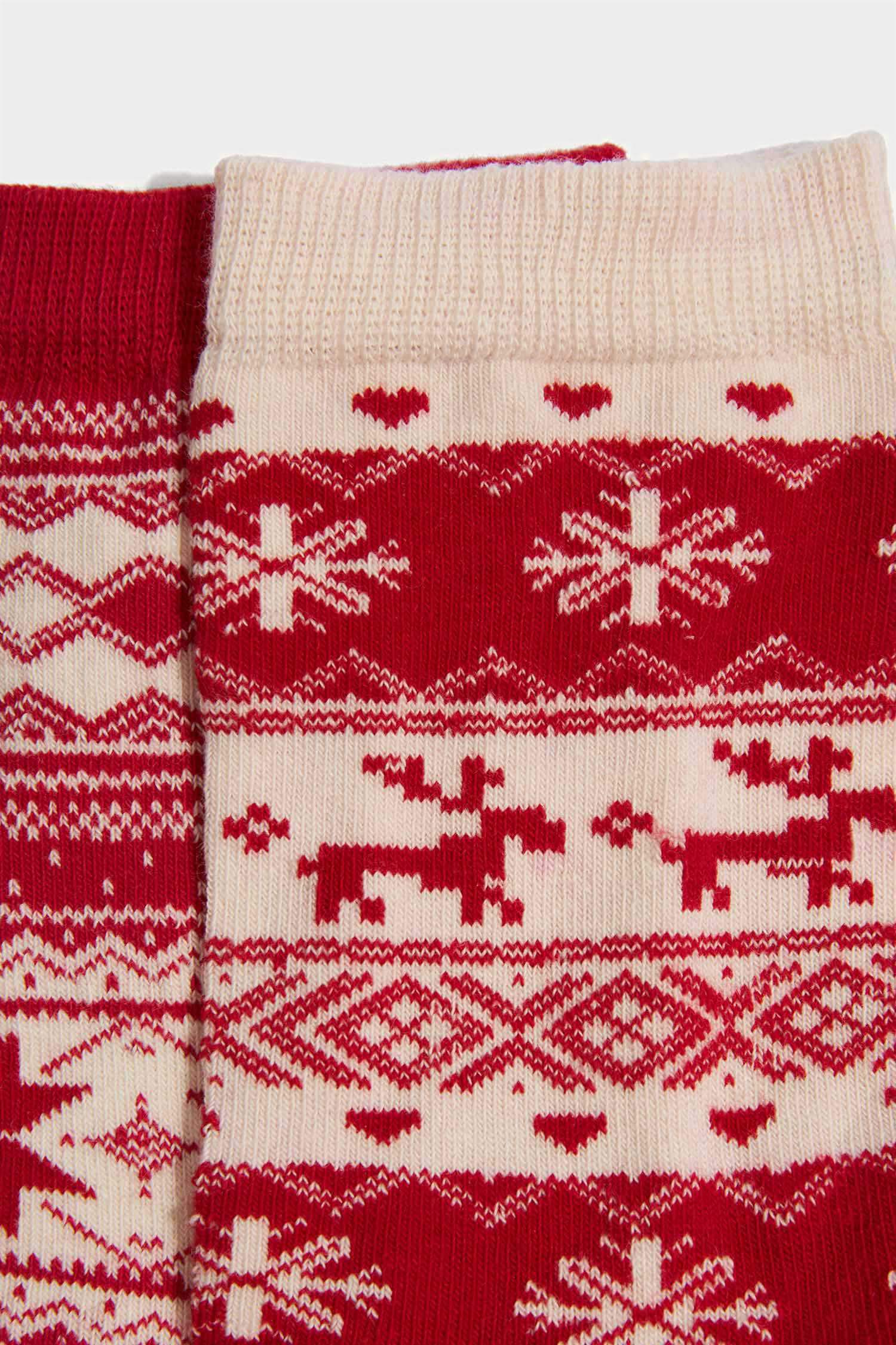 Lot de 2 Chaussettes de Noël longues en coton pour femme