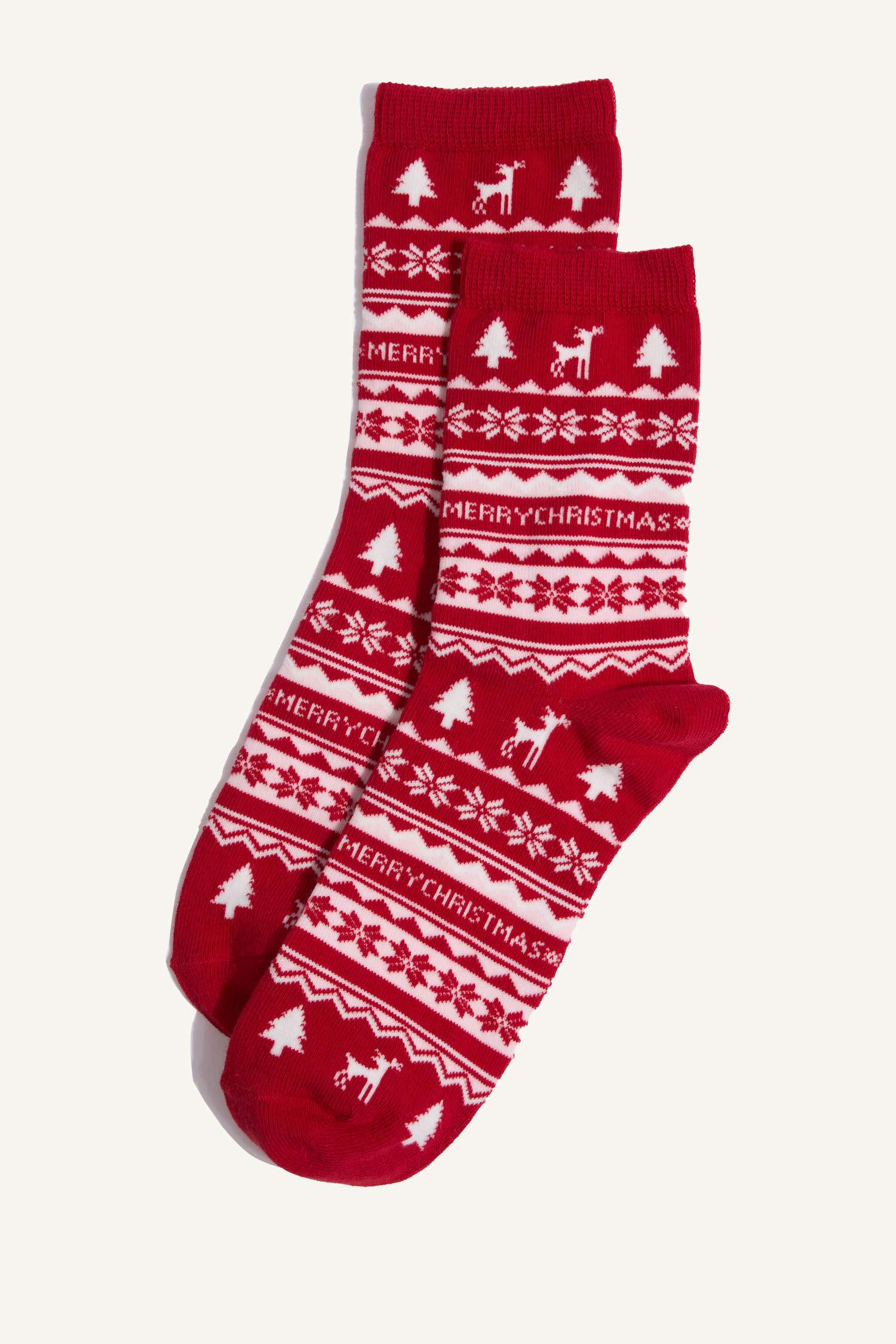 Kadın Kutulu Yılbaşı Temalı 2'li Pamuklu Uzun Çorap