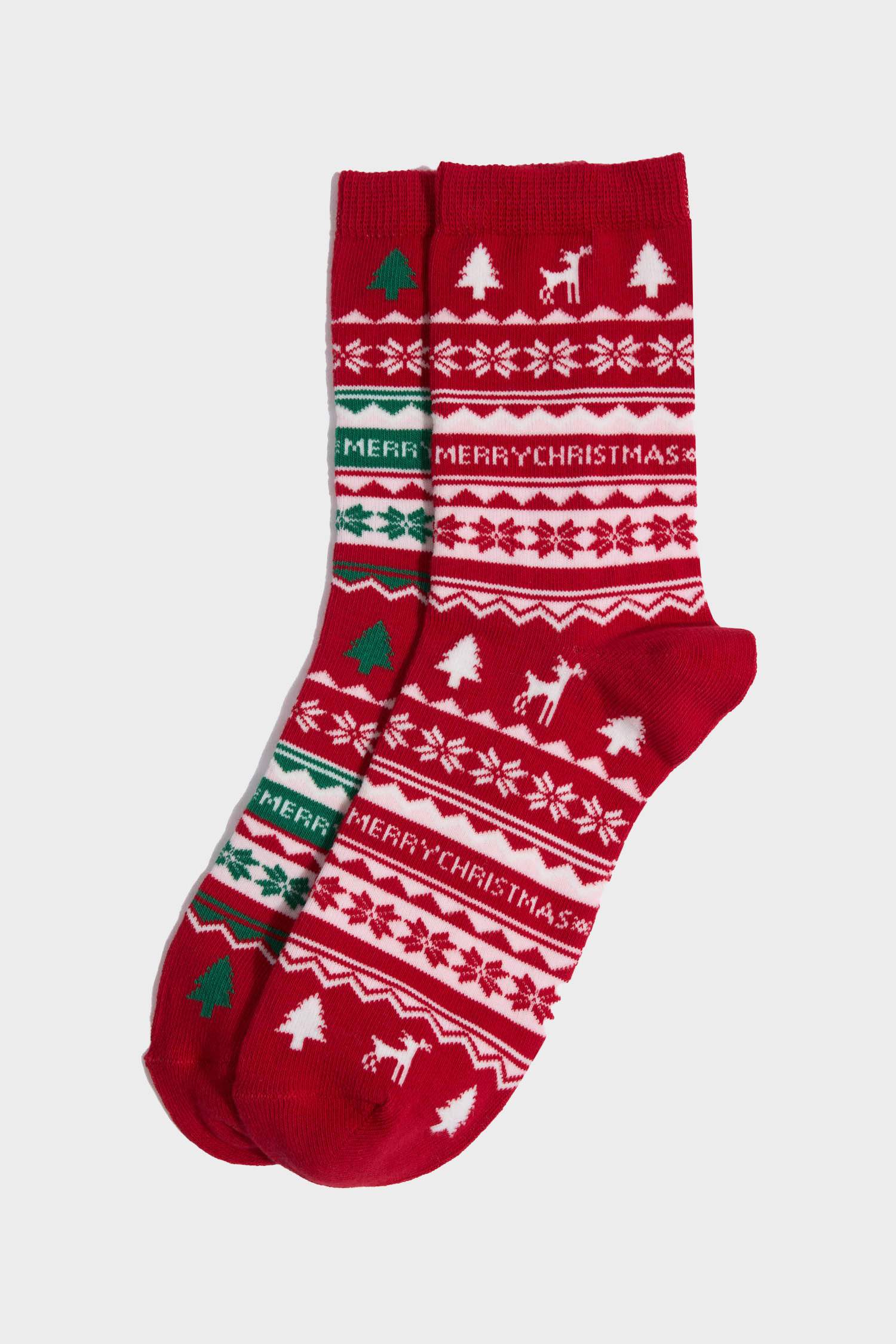 Kadın Kutulu Yılbaşı Temalı 2'li Pamuklu Uzun Çorap