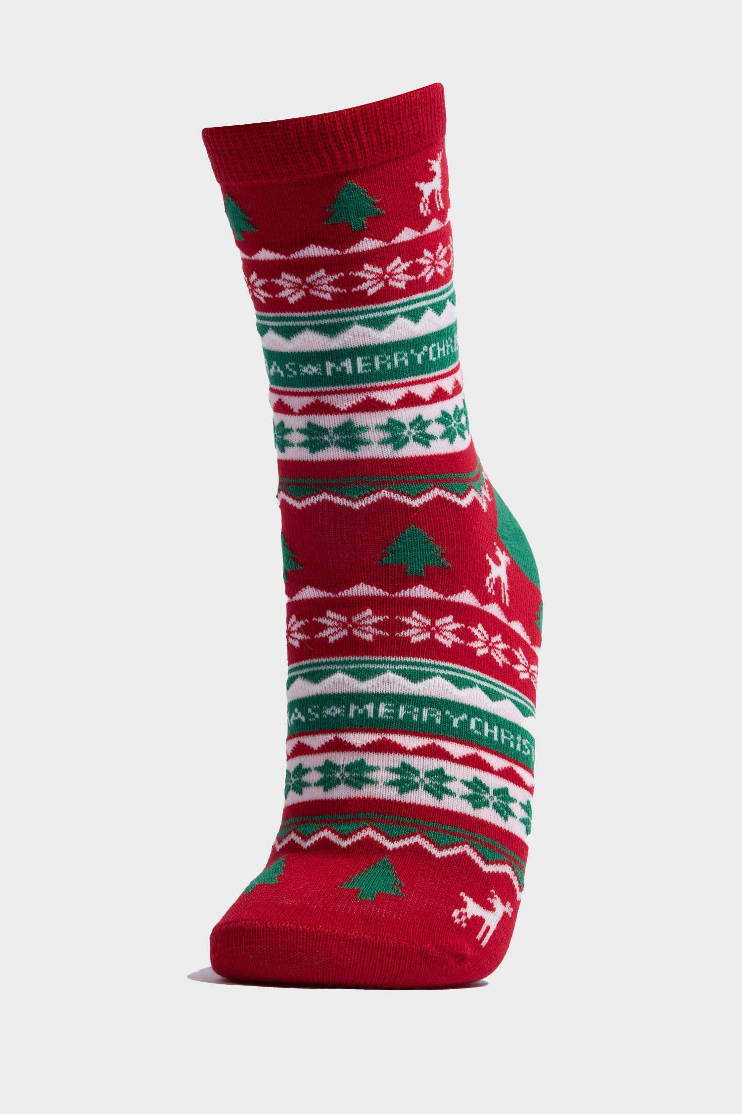 Kadın Kutulu Yılbaşı Temalı 2'li Pamuklu Uzun Çorap