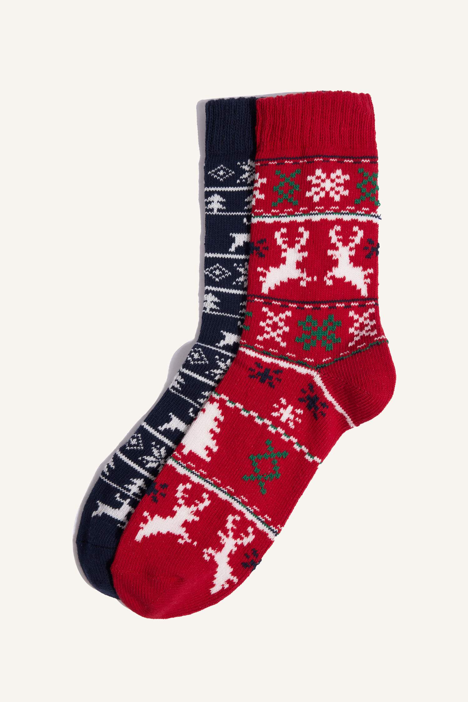 Erkek Yılbaşı Temalı 2'li Pamuklu Uzun Çorap