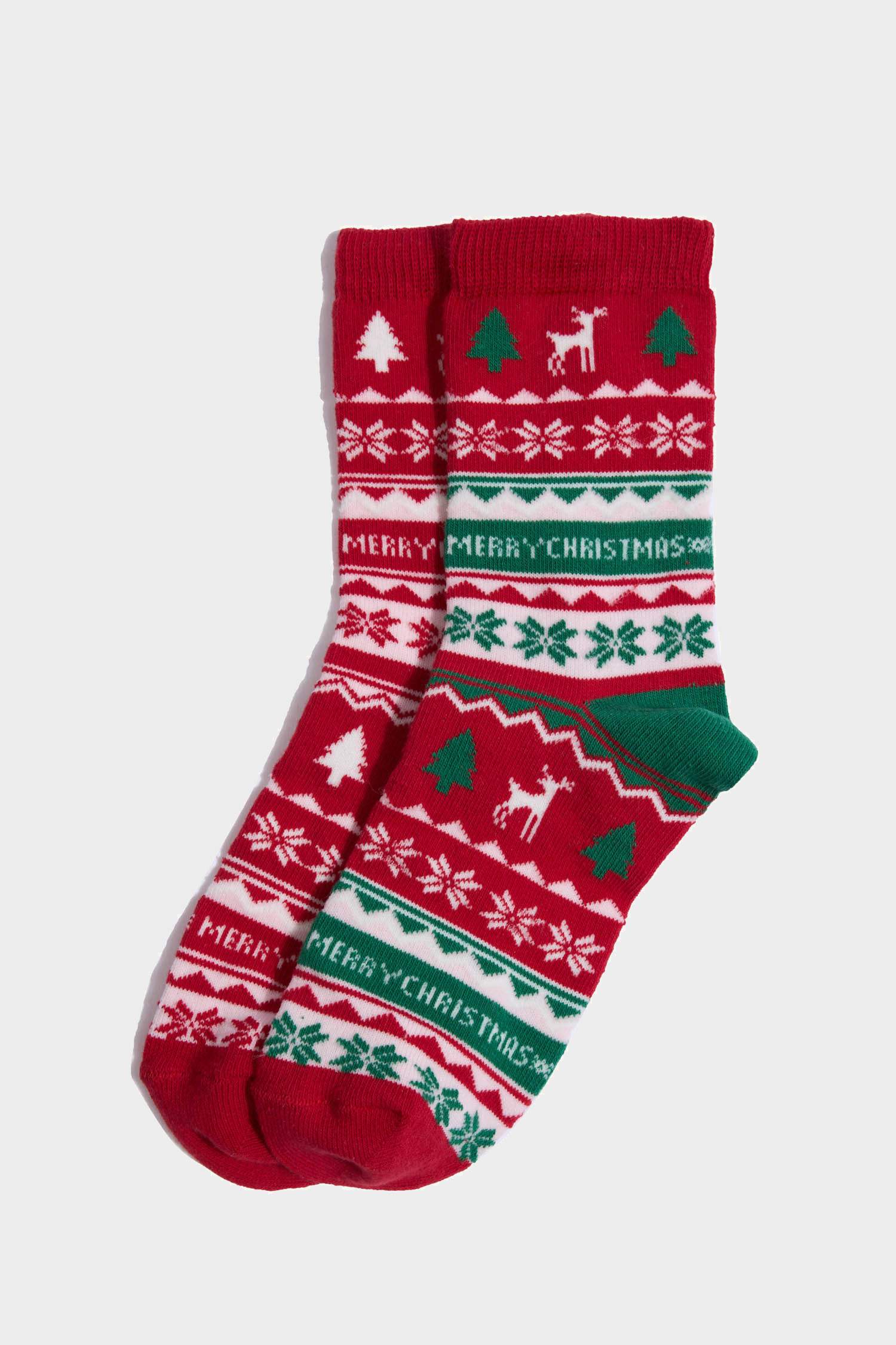 Kız Çocuk Kutulu Yılbaşı Temalı 2'li Pamuklu Uzun Çorap