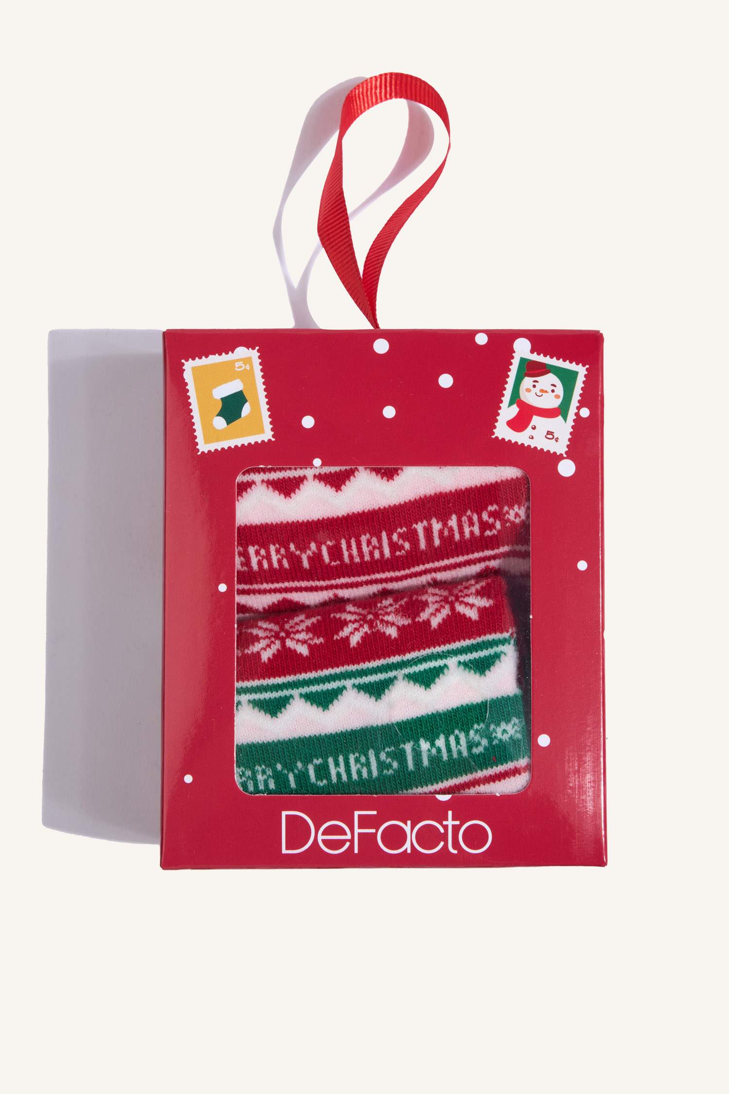 Kız Çocuk Kutulu Yılbaşı Temalı 2'li Pamuklu Uzun Çorap