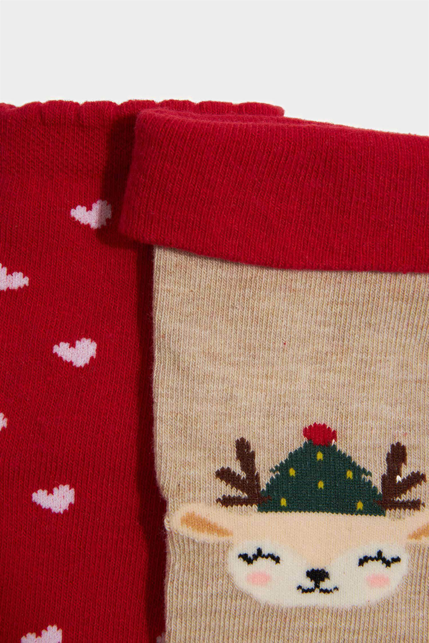 Baby Girl Christmas Themed Seamless 2 Piece Cotton Long Socks