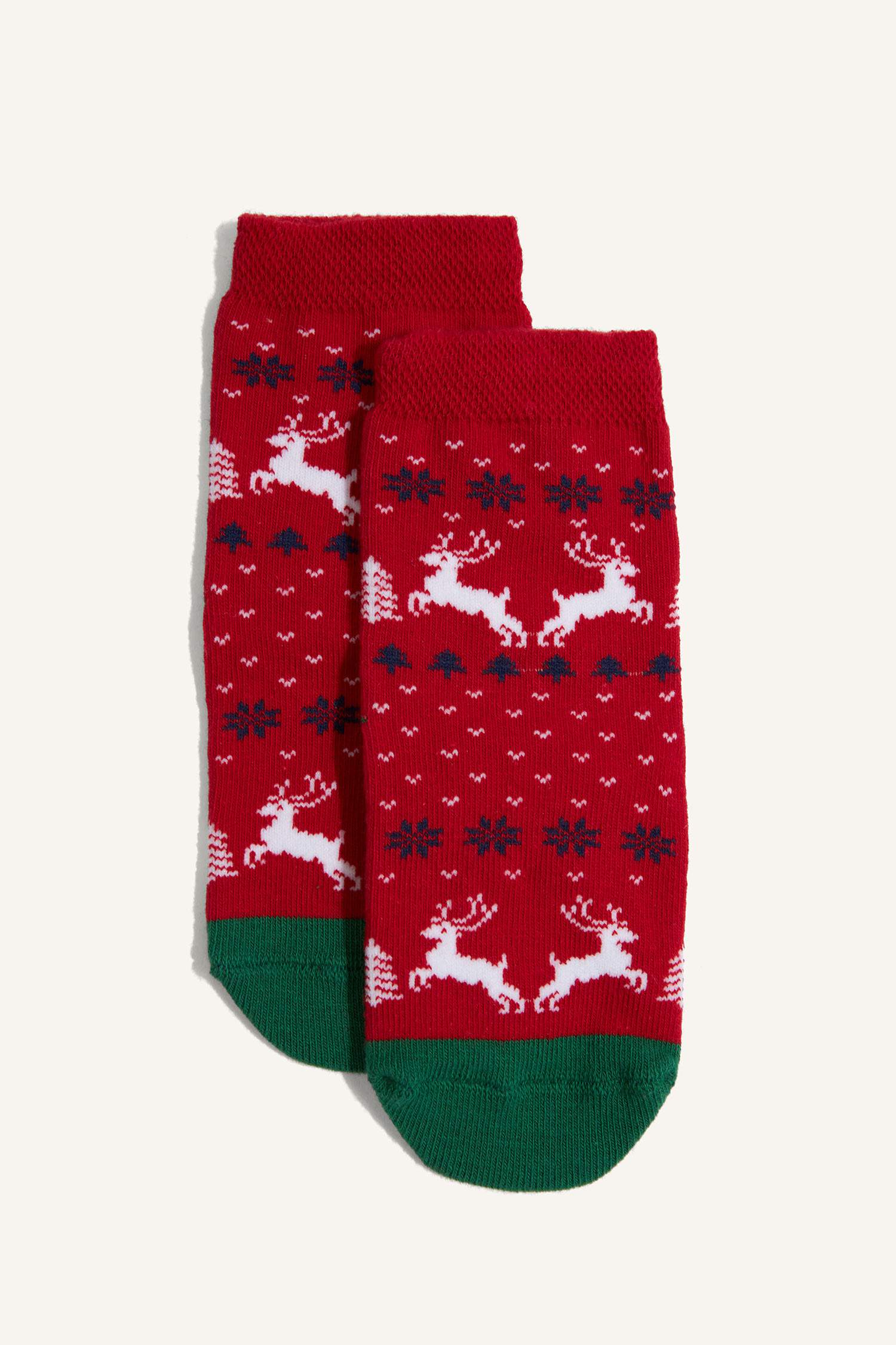 Kız Bebek Yılbaşı Temalı Dikişsiz 2'li Pamuklu Uzun Çorap