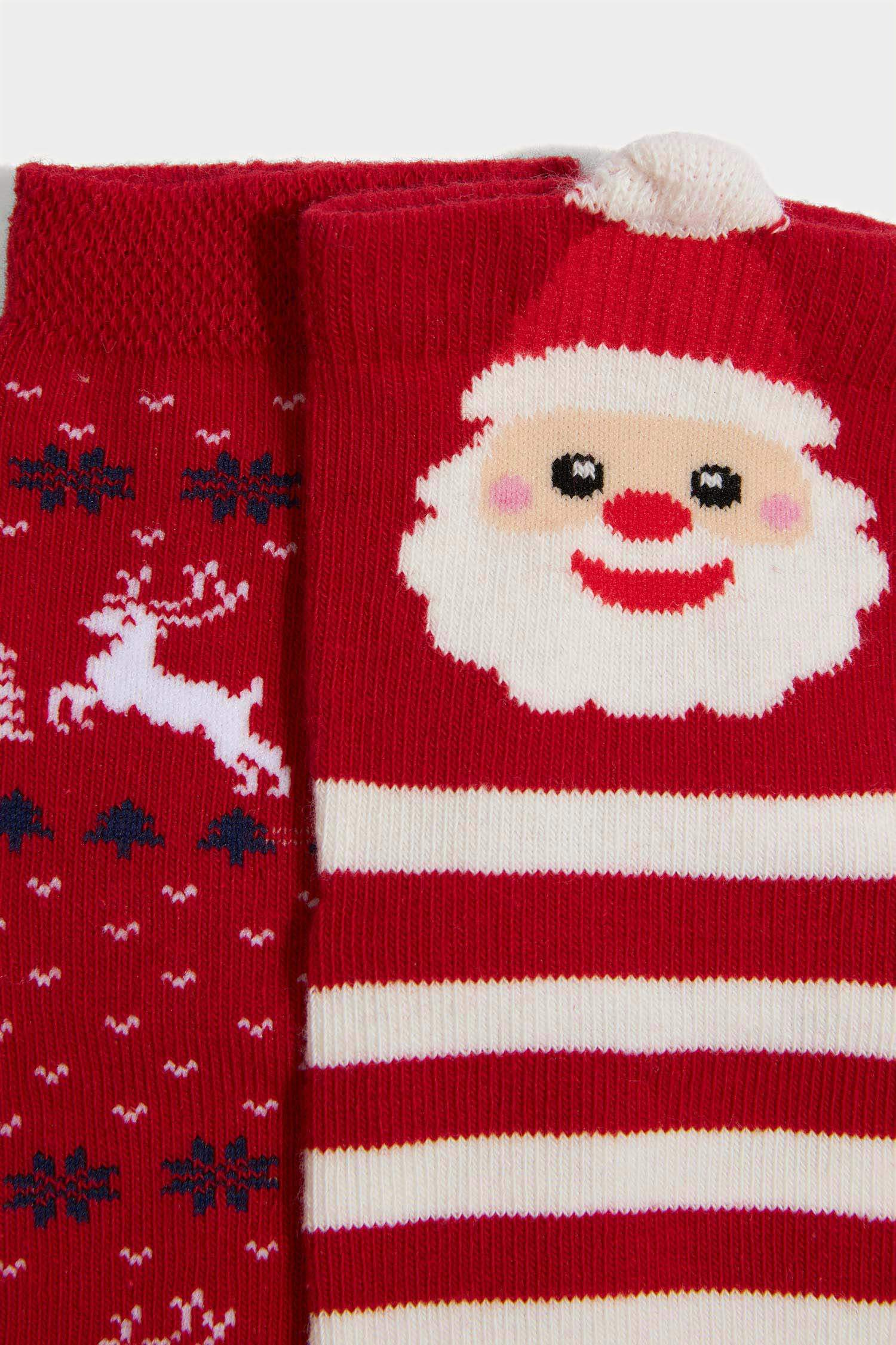 Lot de 2 Chaussettes de Noël longues en coton pour bébé fille