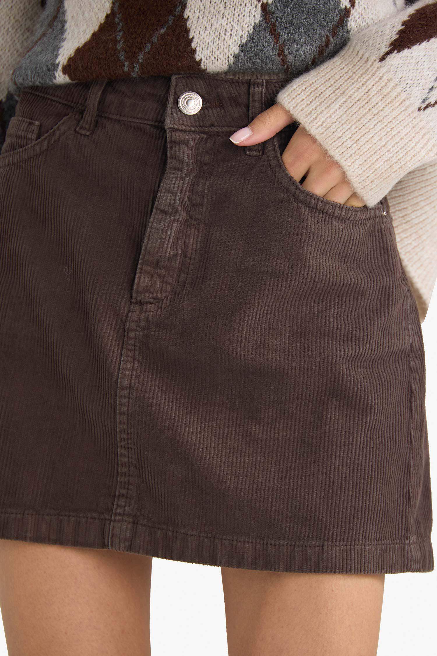 A Cut Velvet Normal Waist Mini Skirt